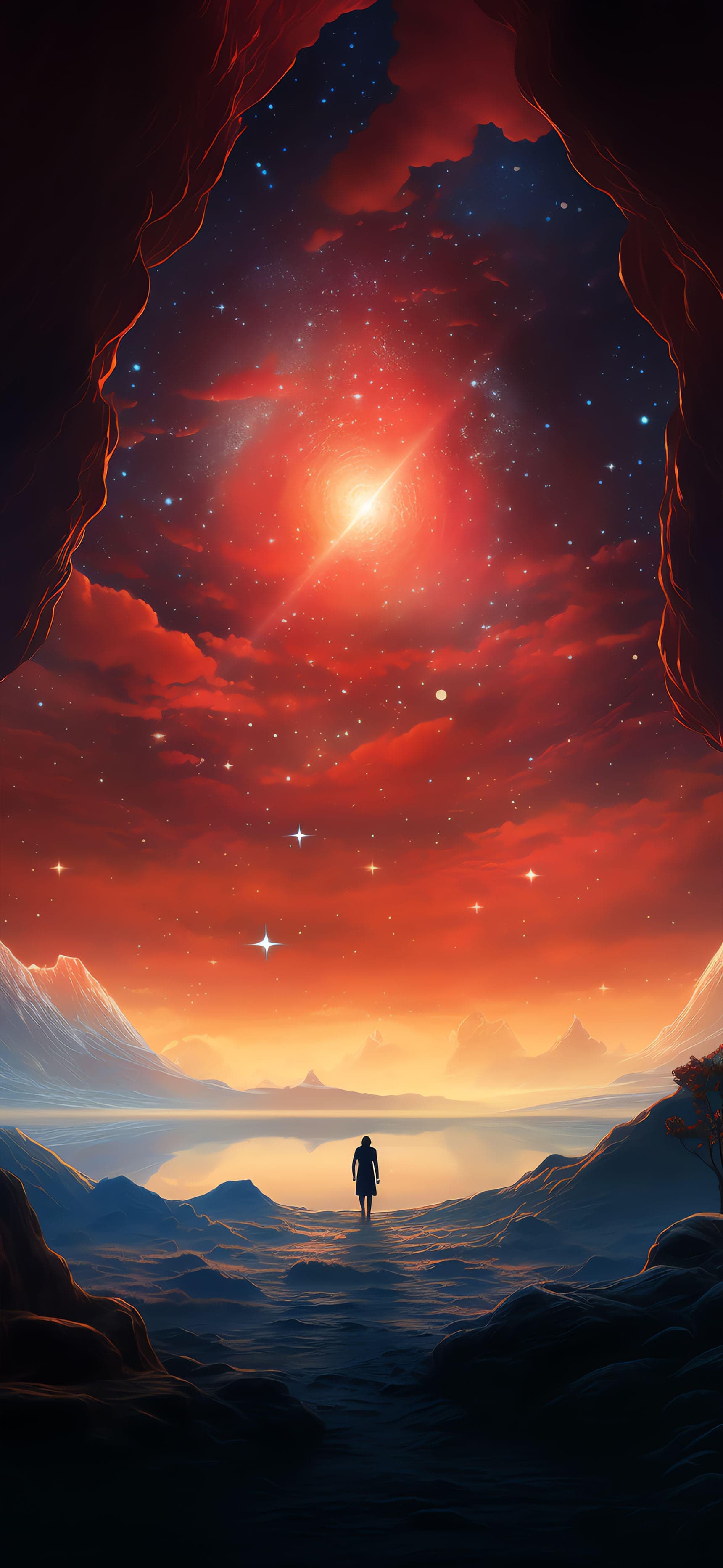 Stargazer's Silhouette View - free phone wallpaper