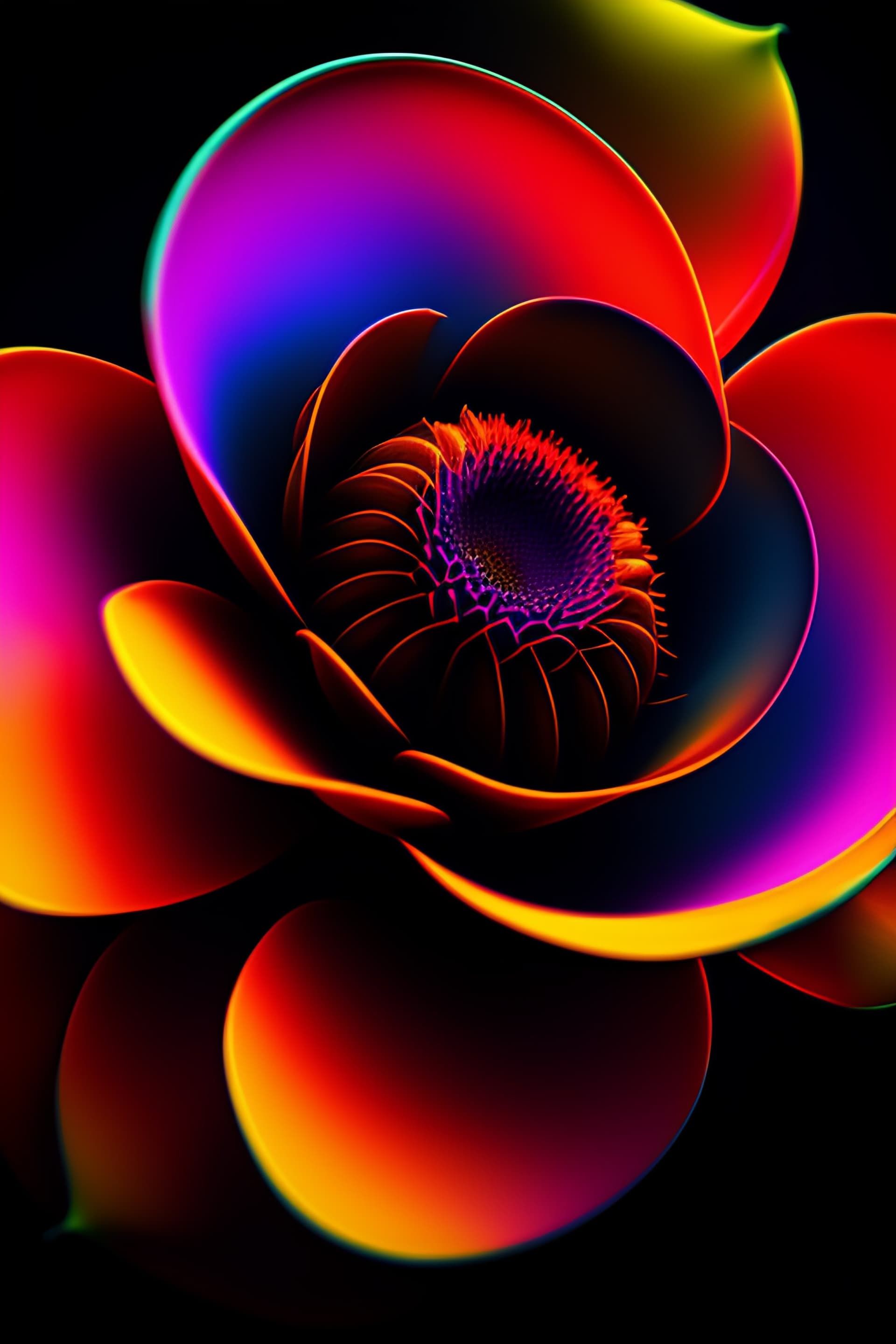 Neon Floral Bloom - free phone wallpaper