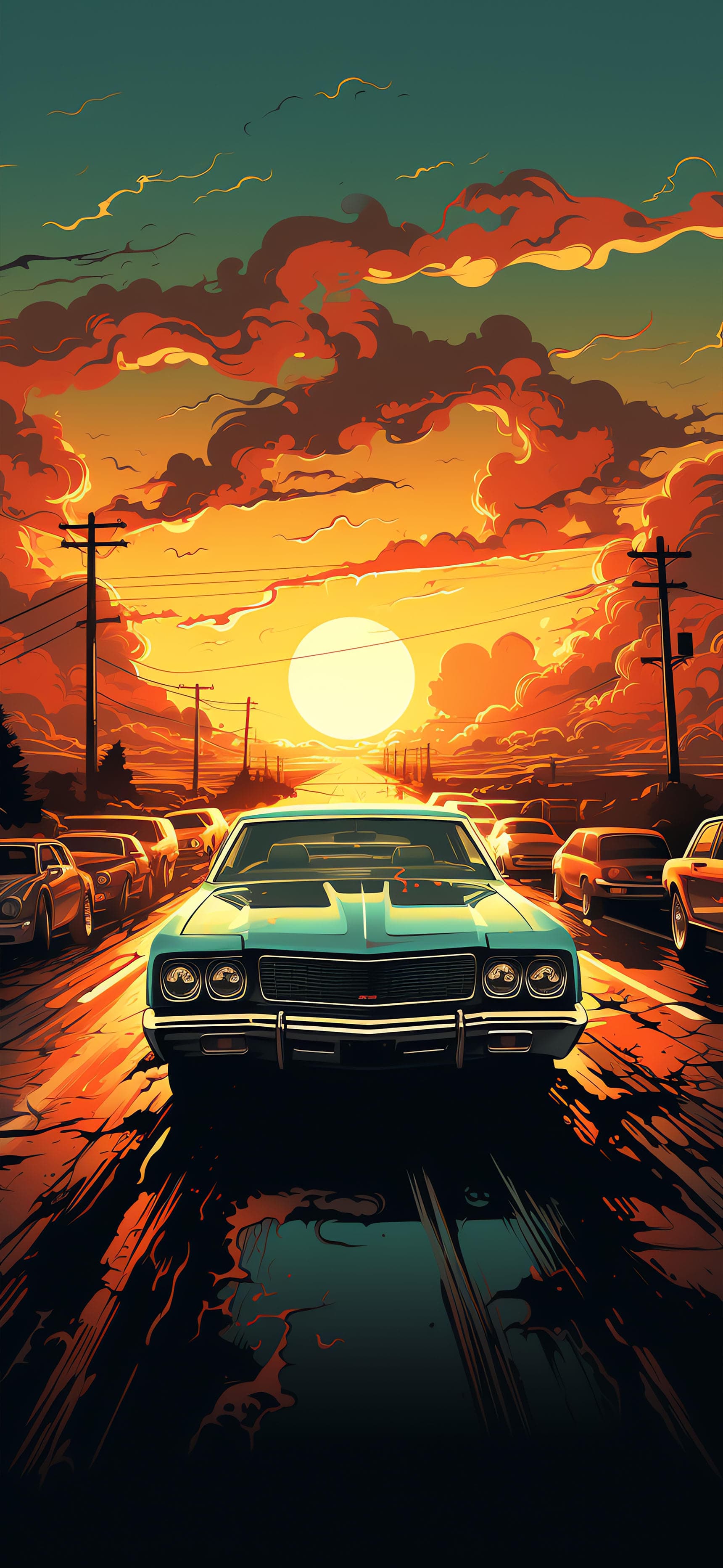 Sunset Road Trip - free phone wallpaper