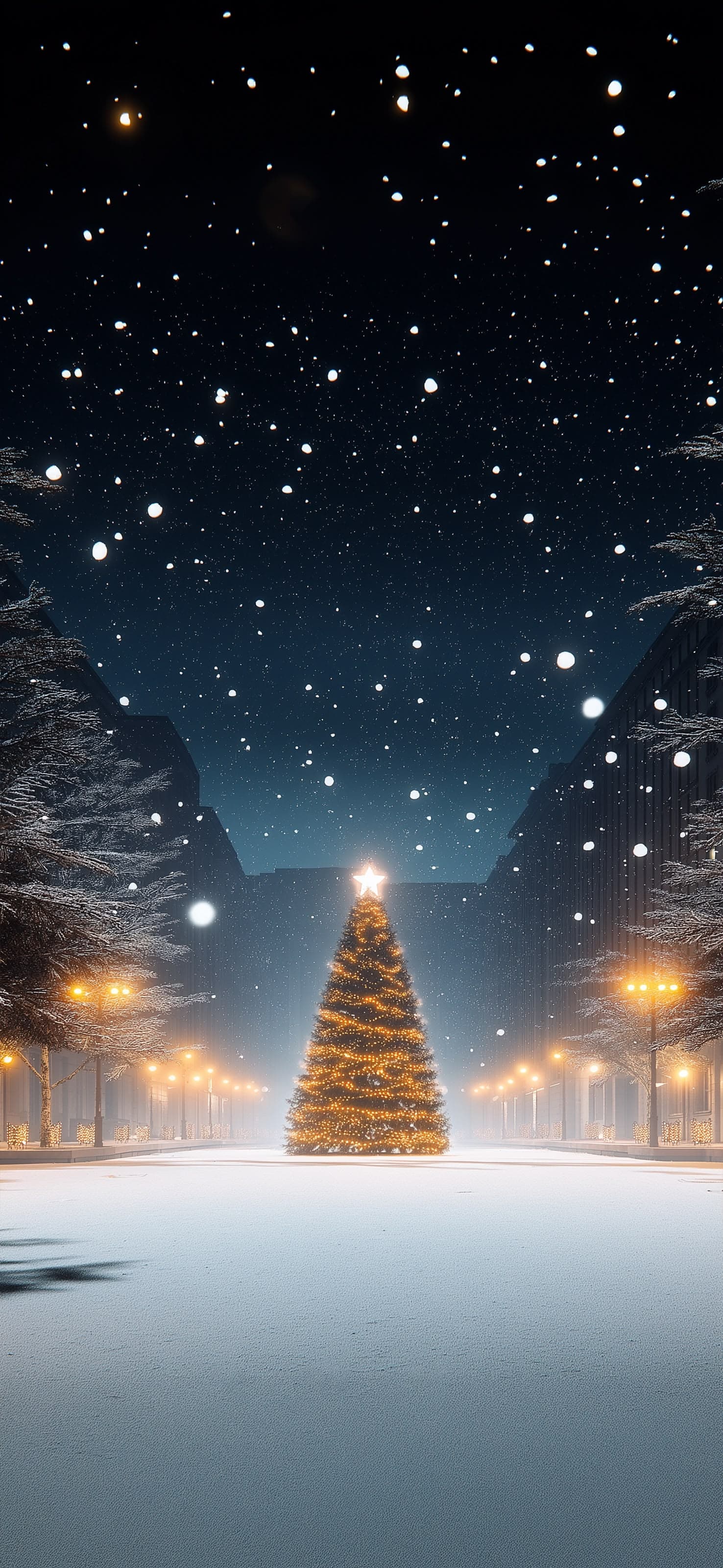 Snowy Christmas Tree - free phone wallpaper