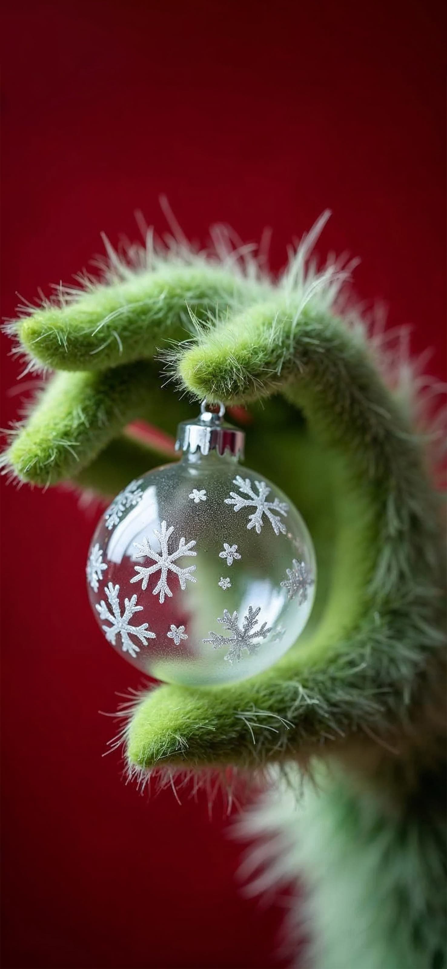 Grinchy Ornament Hold - free phone wallpaper