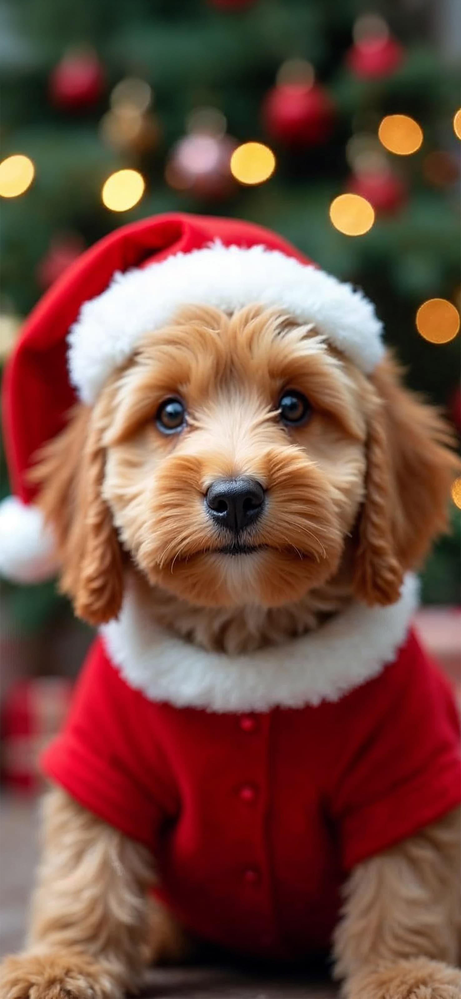 Santa Puppy Portrait - free phone wallpaper