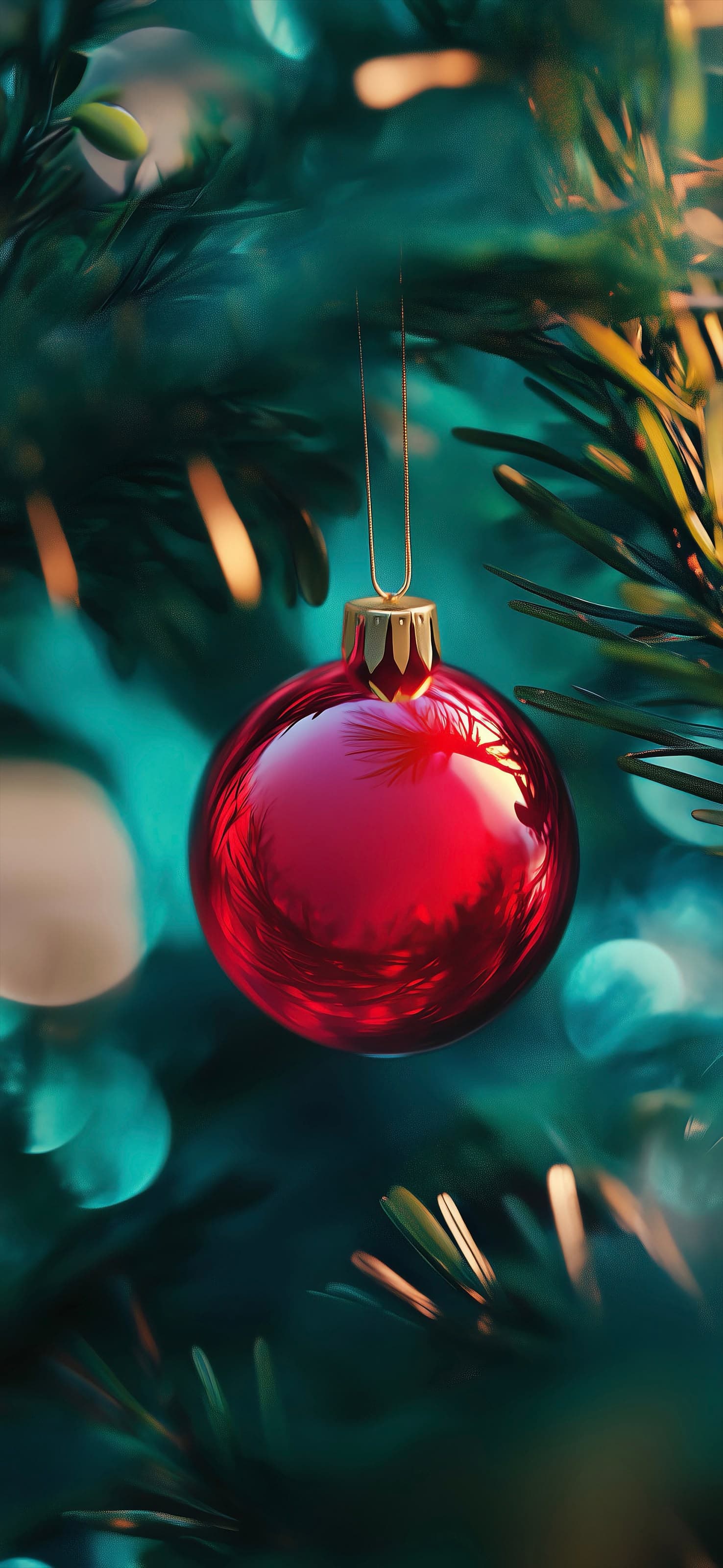 Red Christmas Bauble - free phone wallpaper