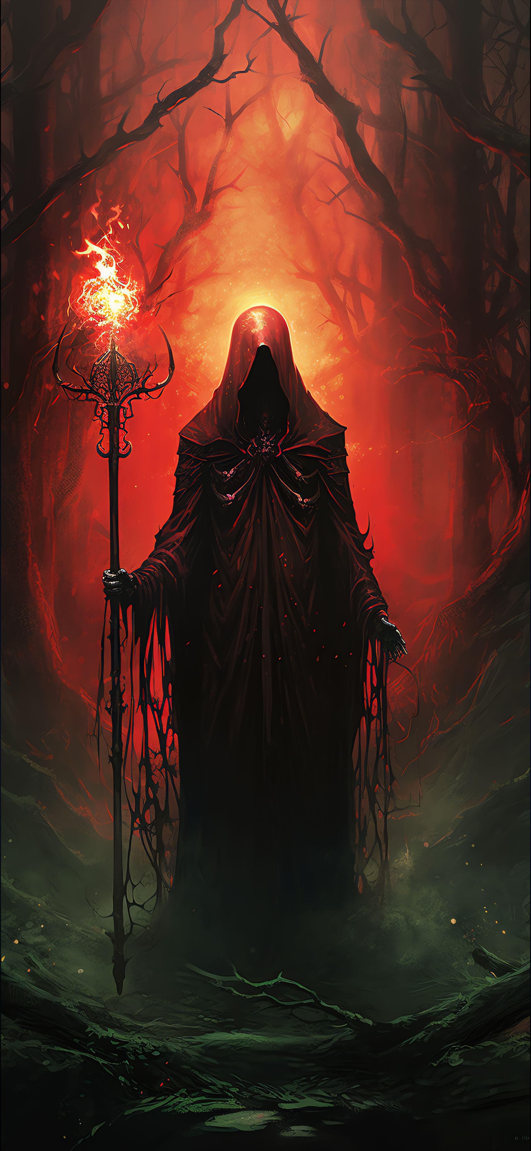 Crimson Forest Mage - Pro phone wallpaper