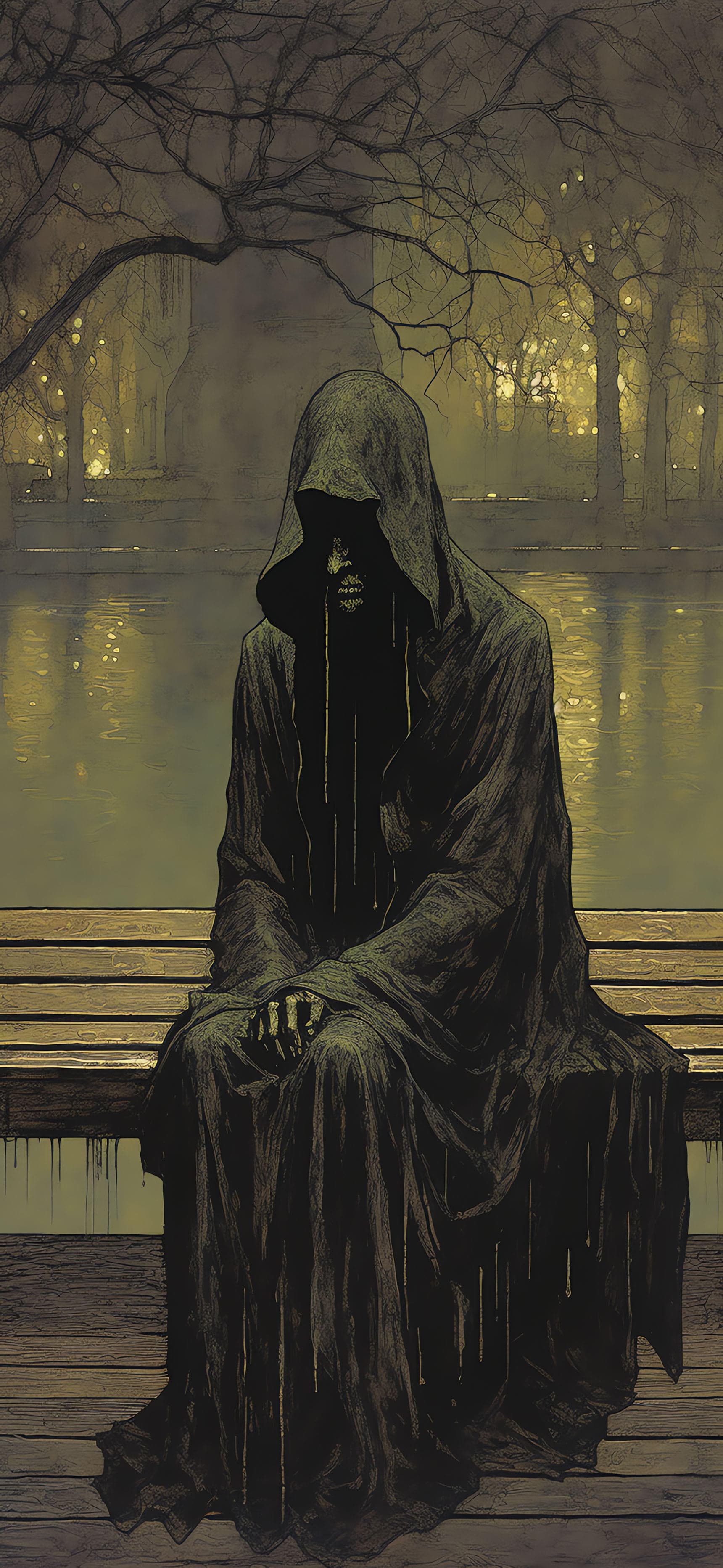 Grim Park Bench - Pro phone wallpaper