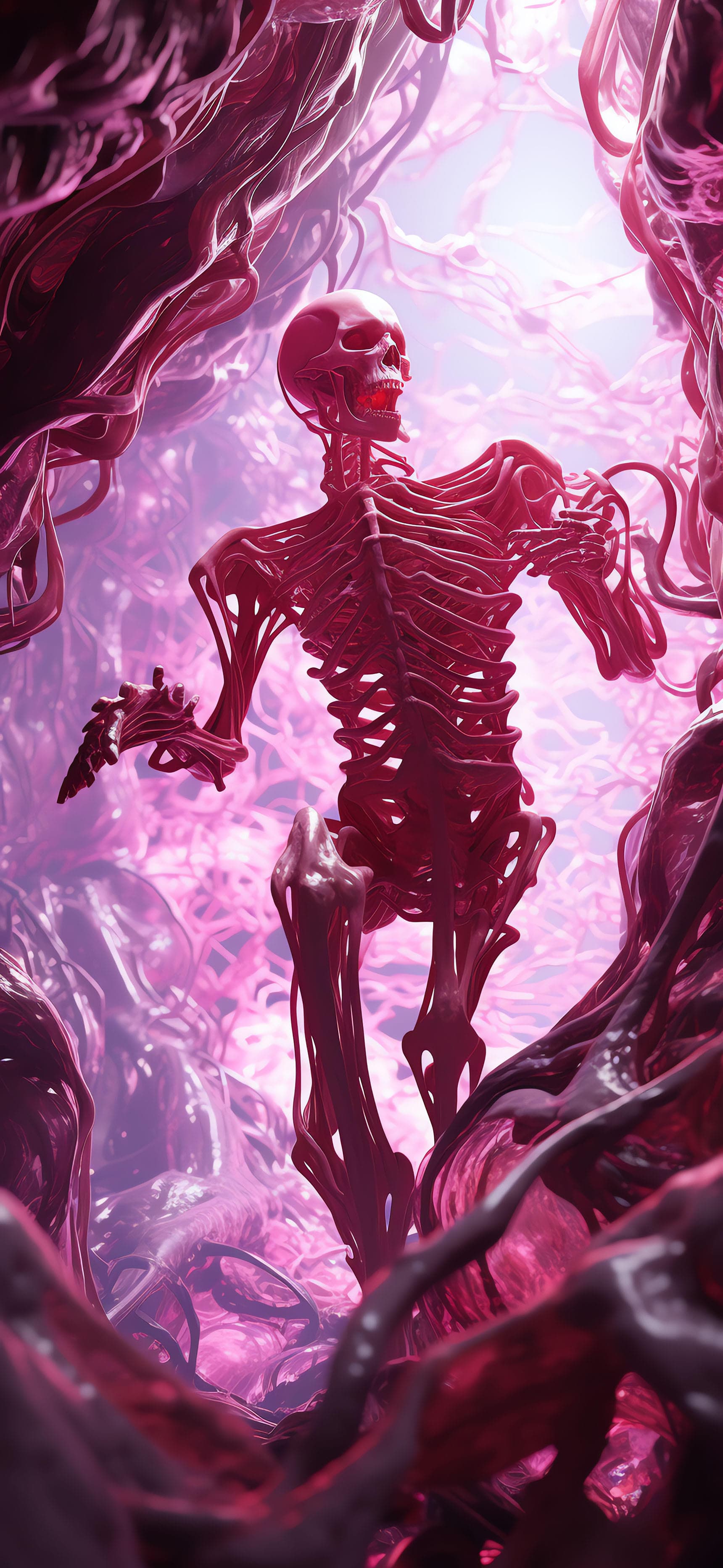 Crimson Skeleton Escape - Pro phone wallpaper