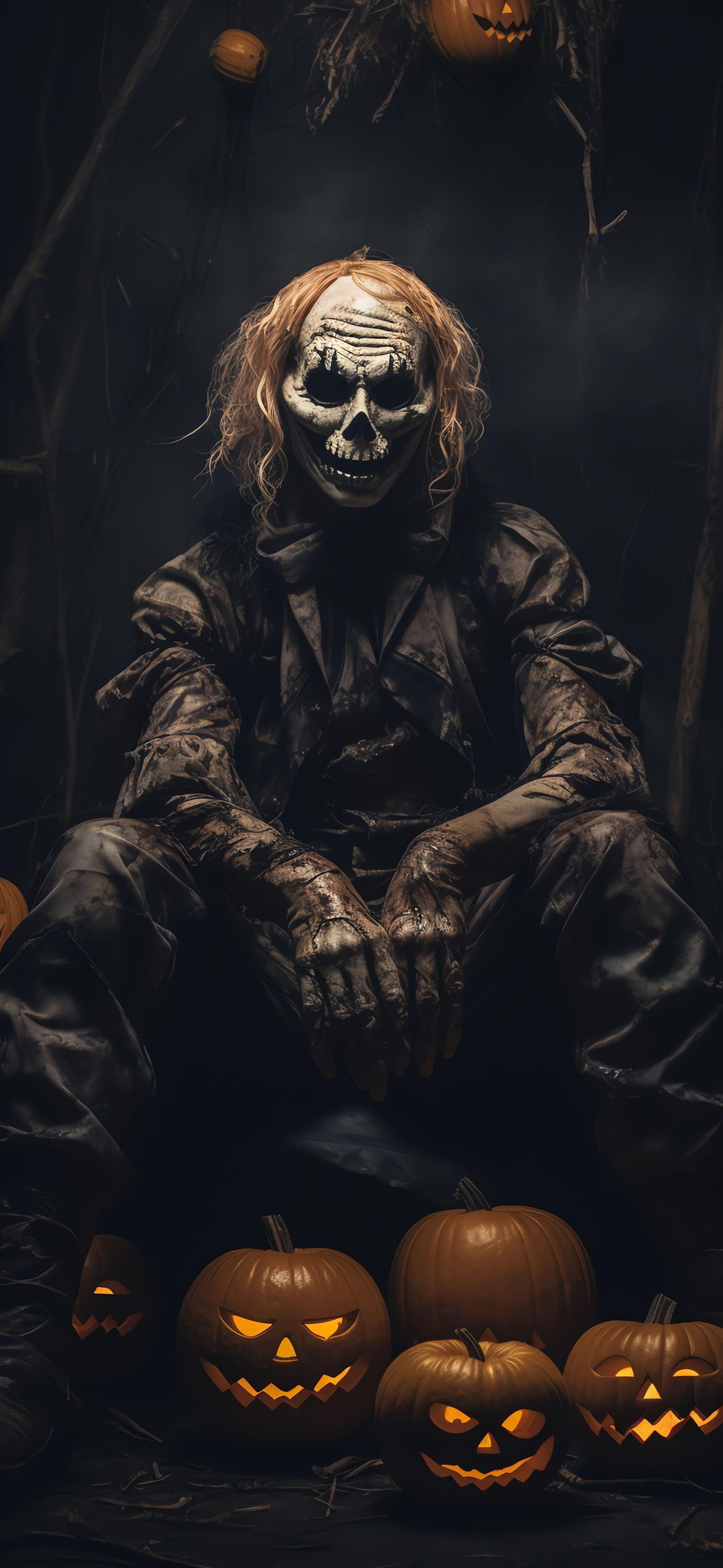 Scarecrow Pumpkin Scene - Pro phone wallpaper