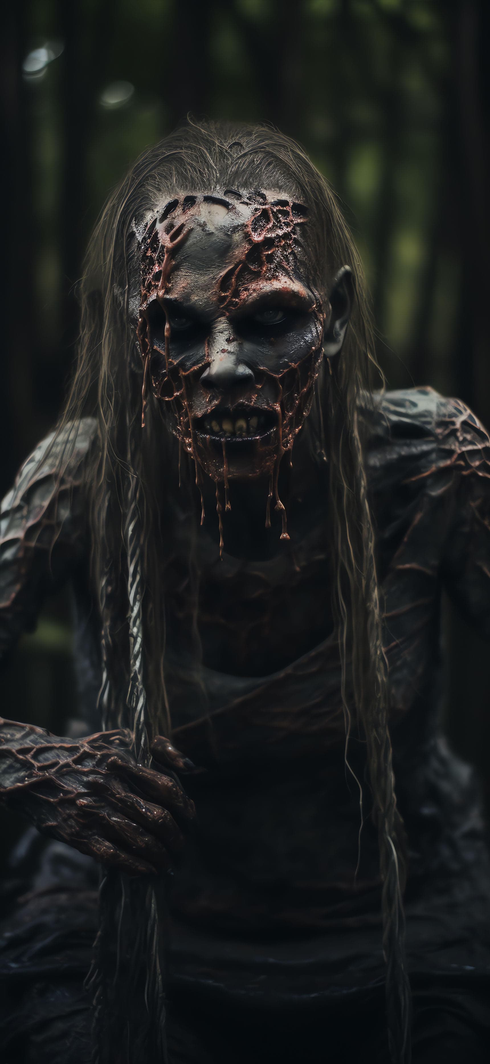 Creepy Forest Zombie - Pro phone wallpaper