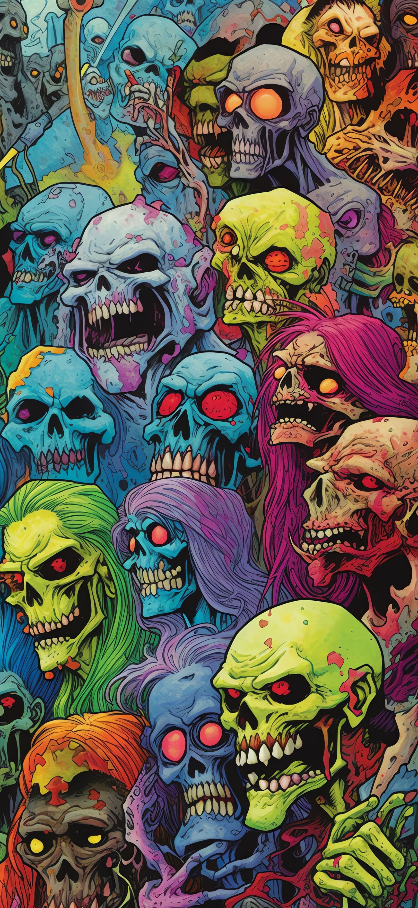 Zombie Colorful Horde - Pro phone wallpaper