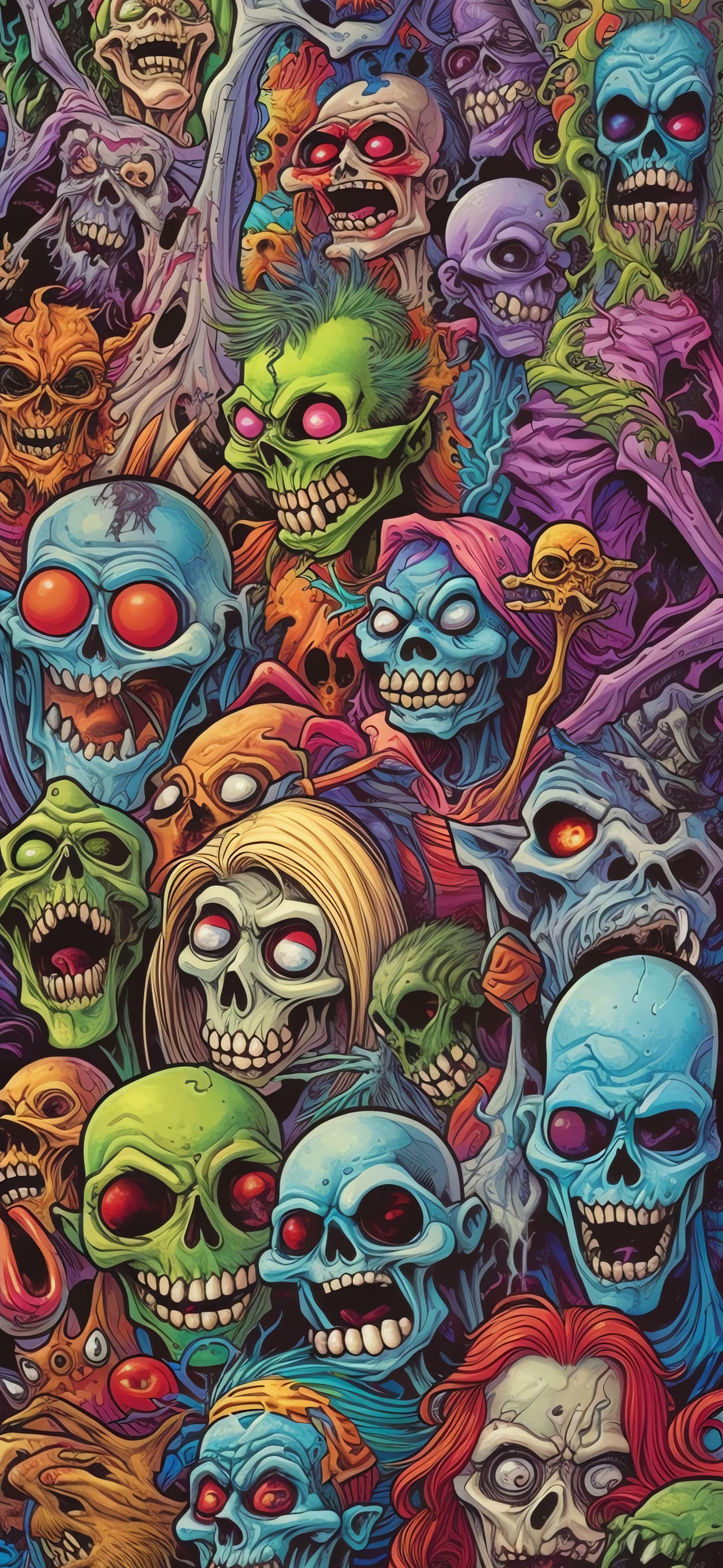 Skull Crowd Mayhem - Pro phone wallpaper
