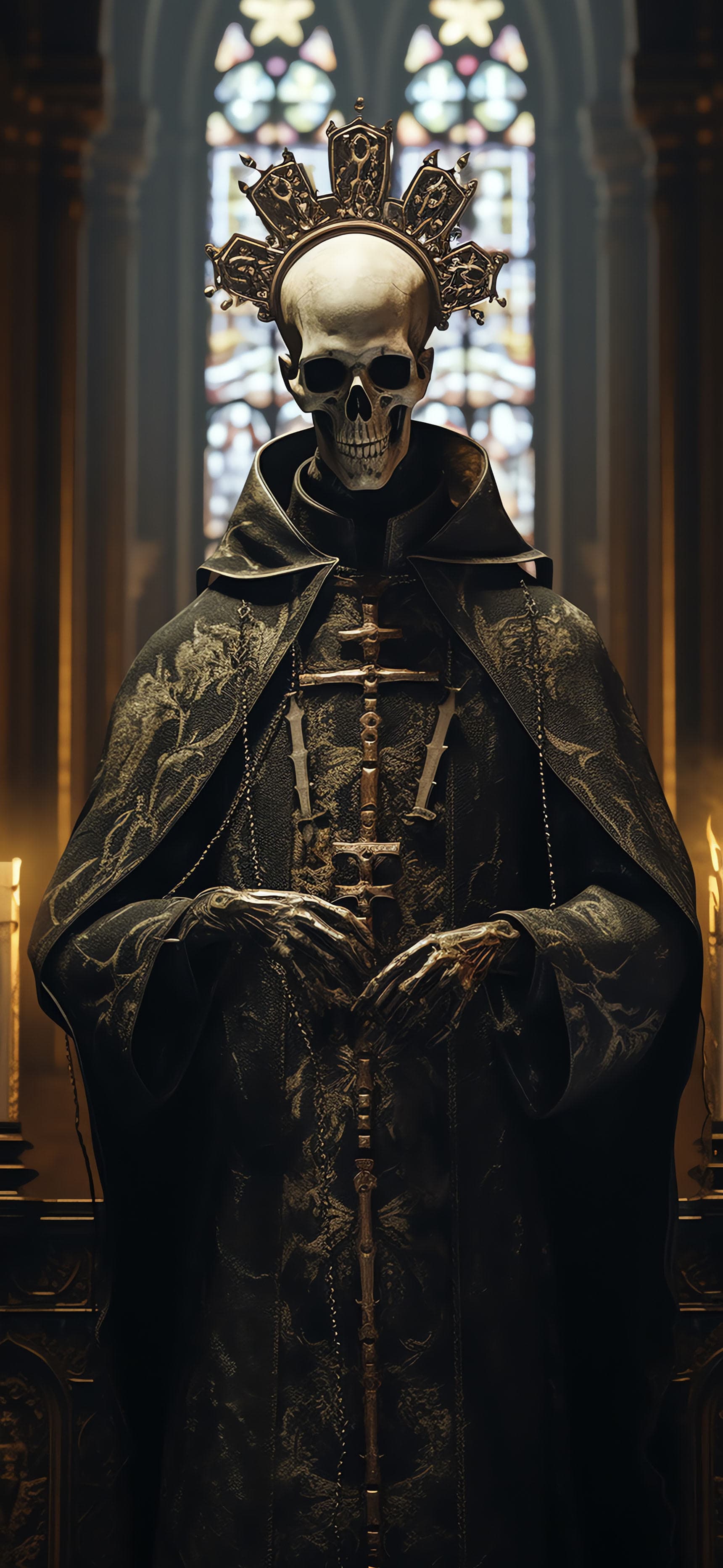 Skeletal Priest Figure - Pro phone wallpaper