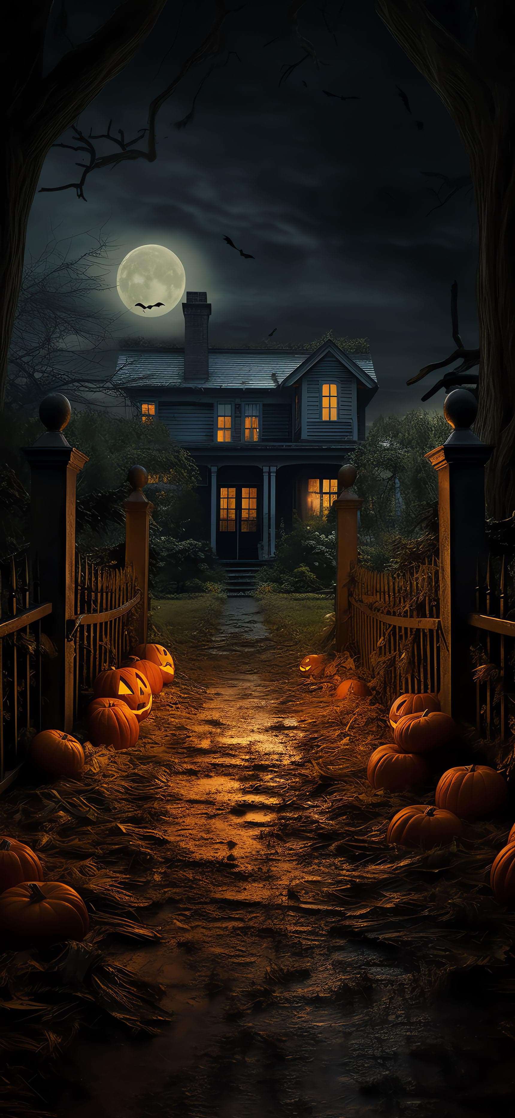 Spooky Pumpkin Path - Pro phone wallpaper