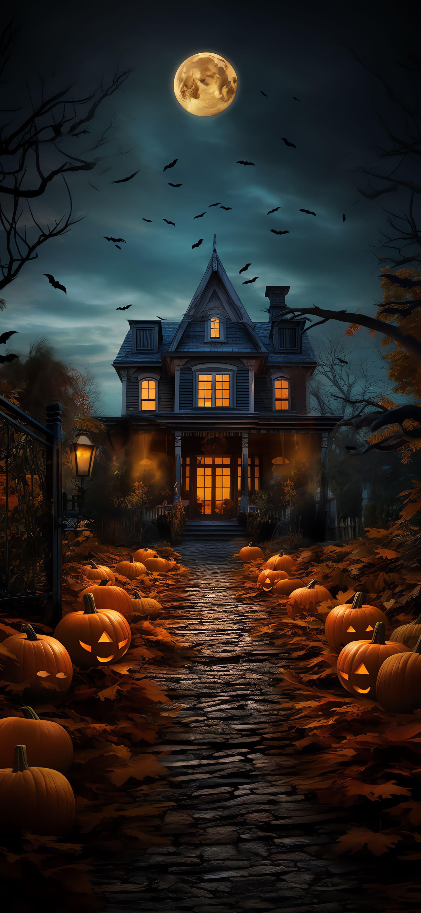 Haunted Autumn House - Pro phone wallpaper