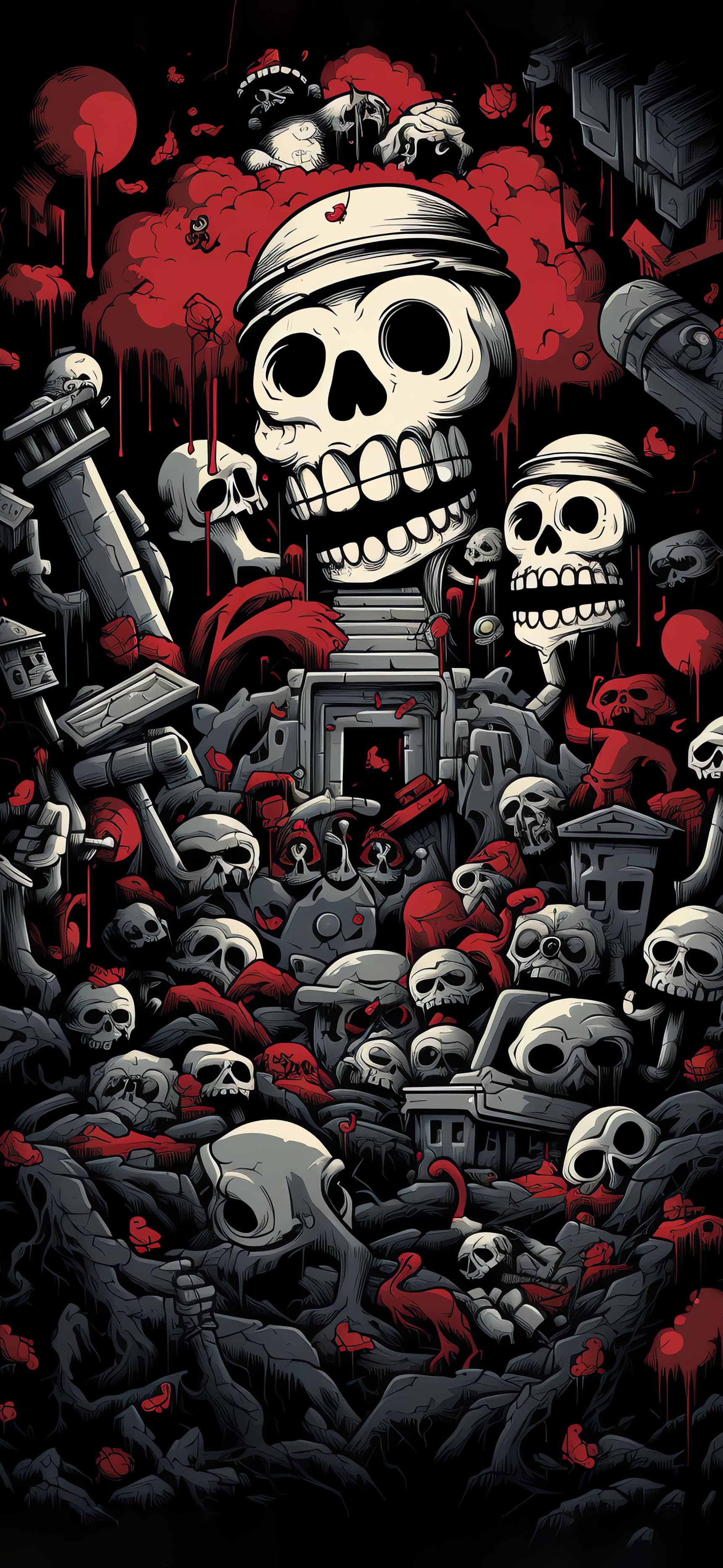 Skull Pile Scene - Pro phone wallpaper