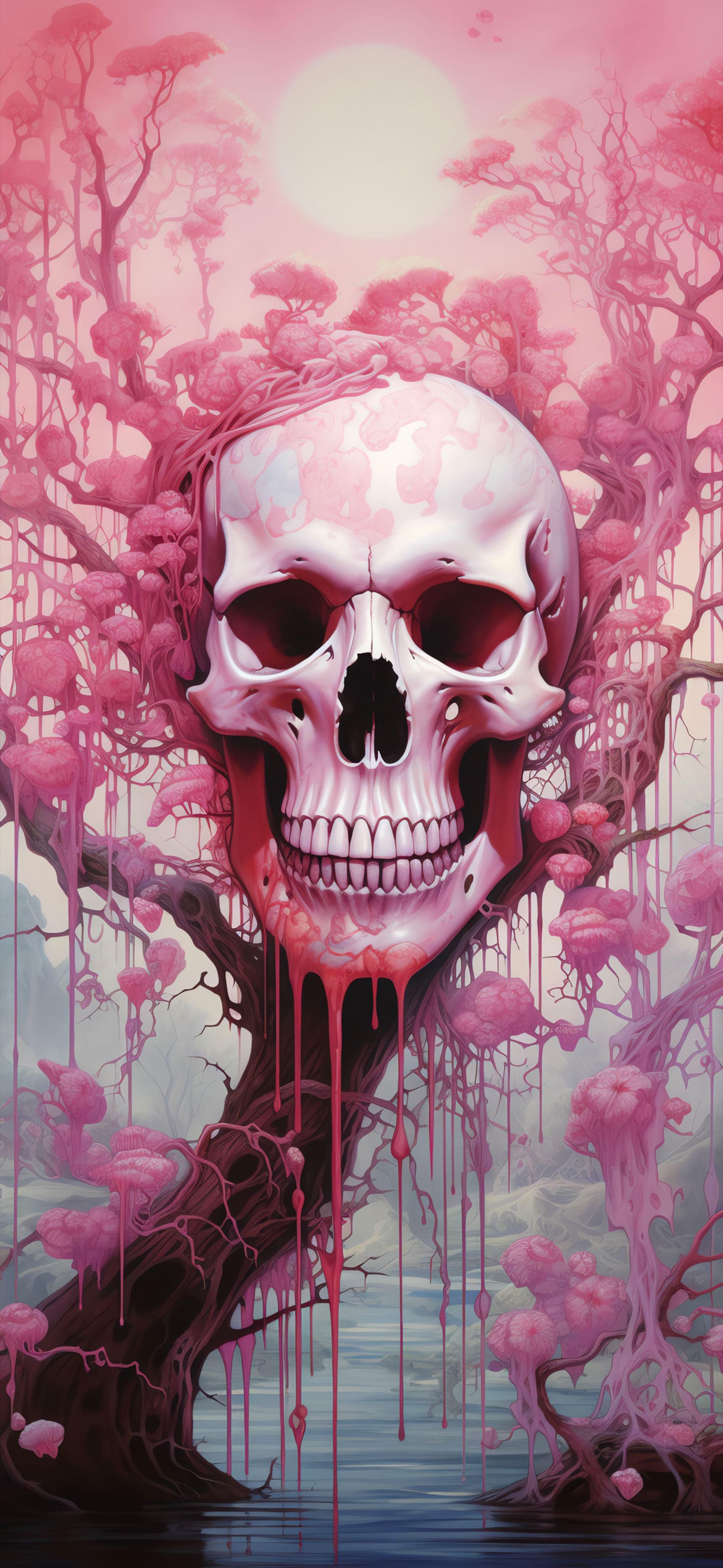 Pink Skull Tree - Pro phone wallpaper
