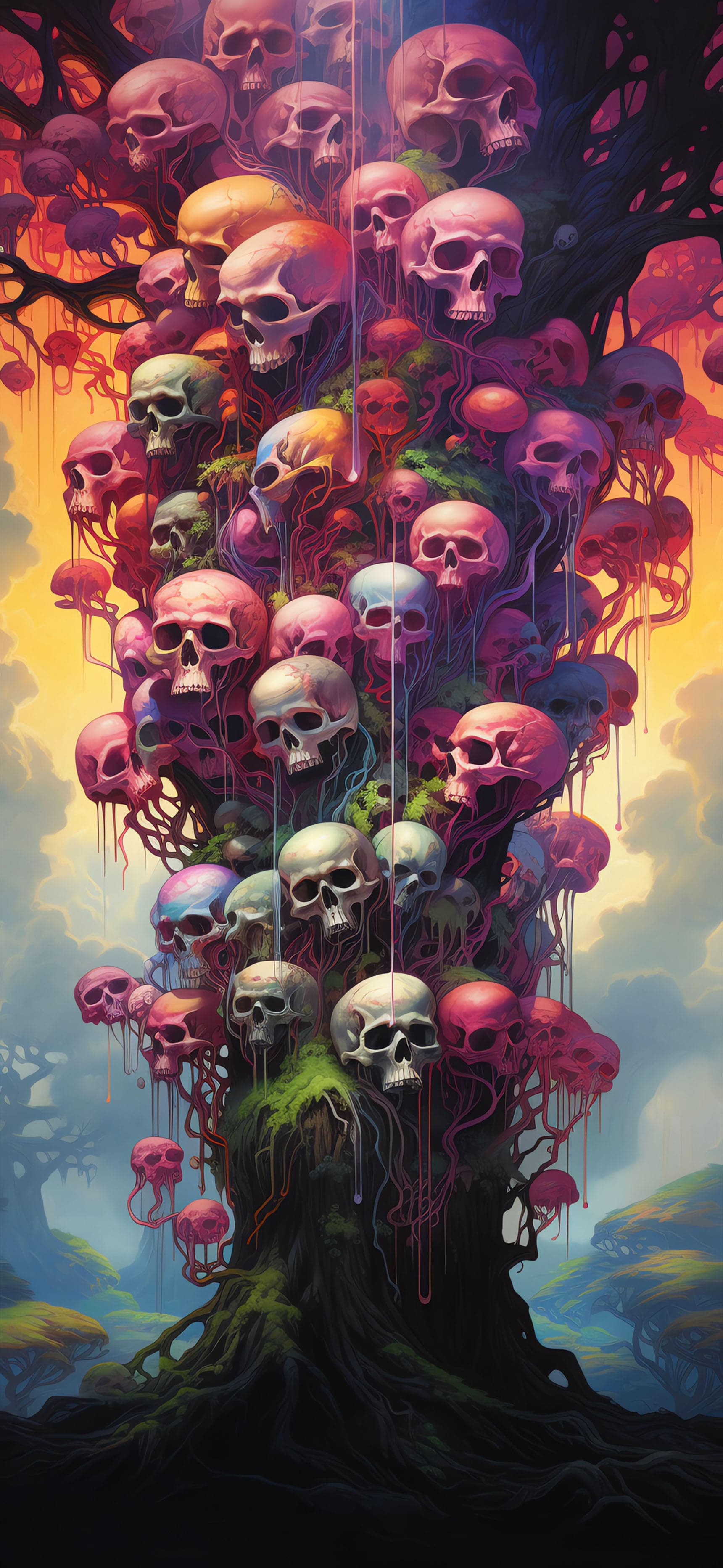 Skull Tree Bloom - Pro phone wallpaper