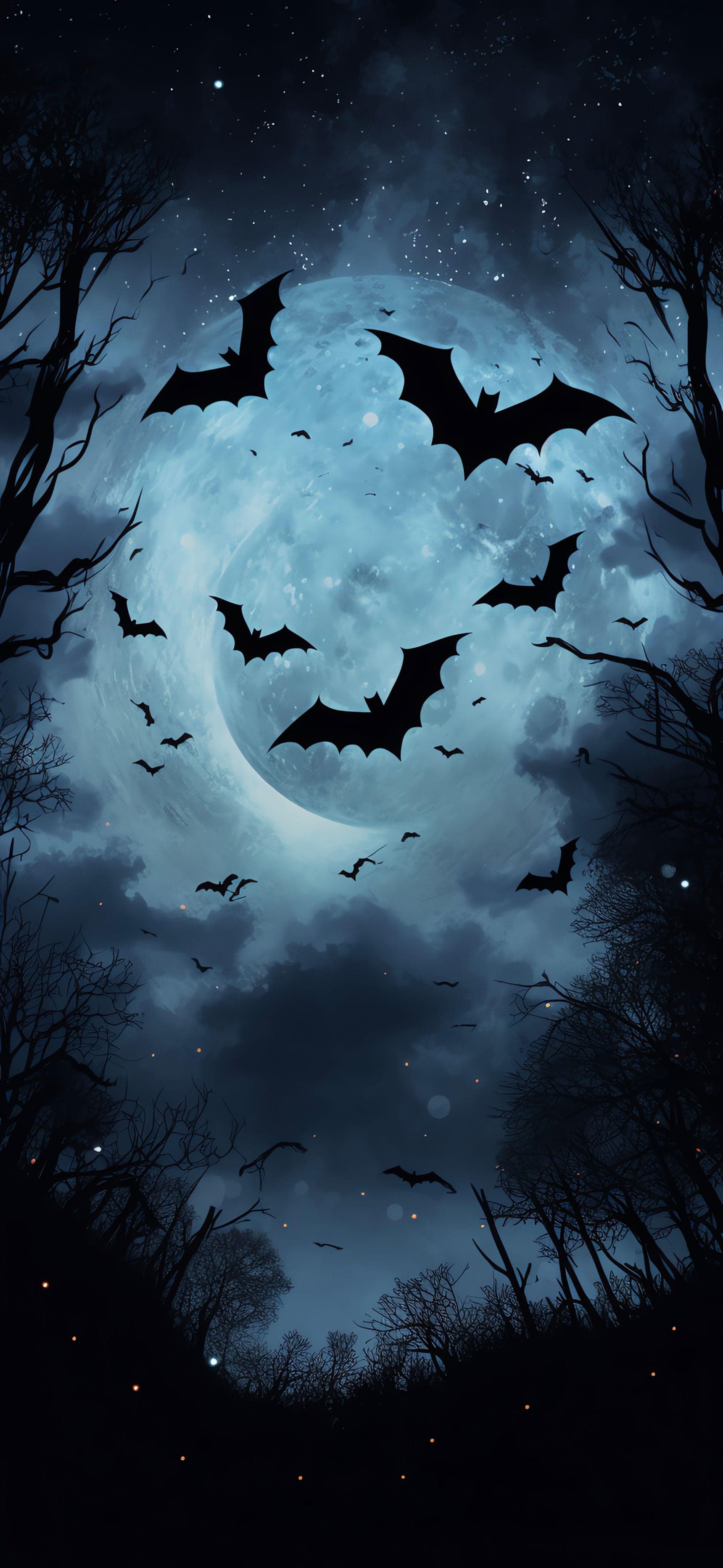 Moonlit Bat Flight - Pro phone wallpaper