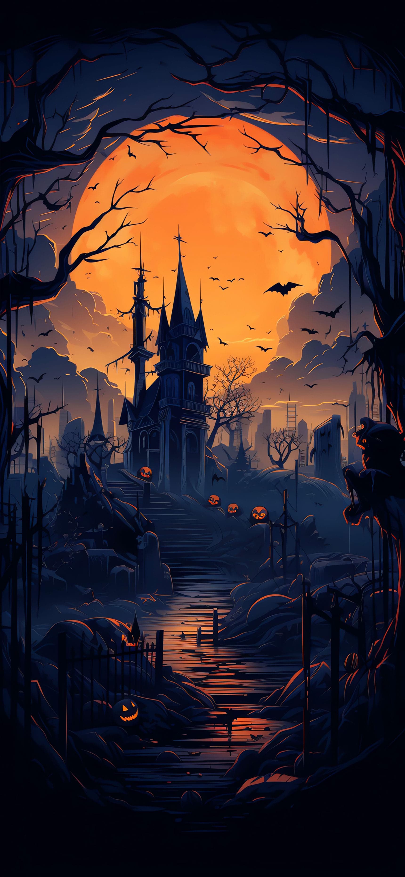 Haunted Tower Night - Pro phone wallpaper