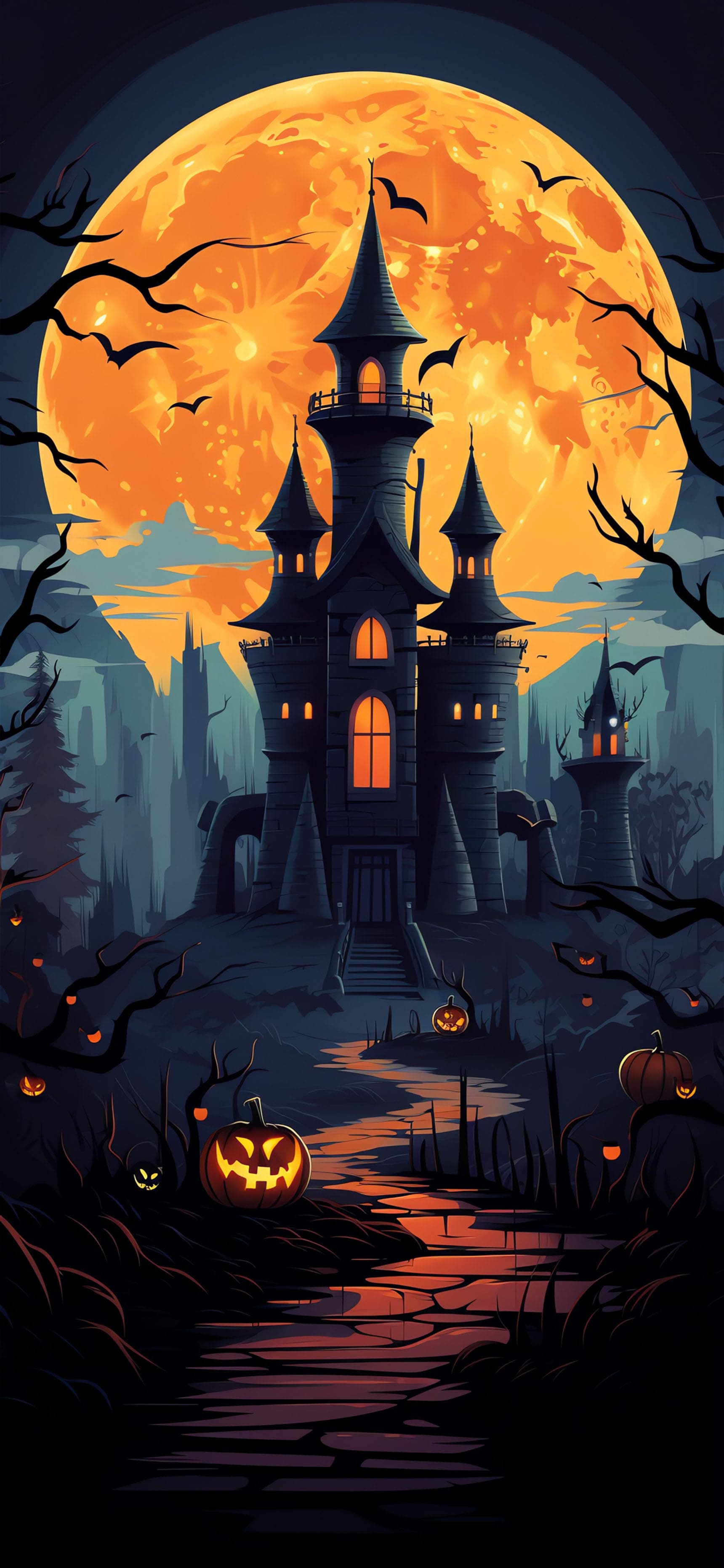 Haunted Castle Night - Pro phone wallpaper
