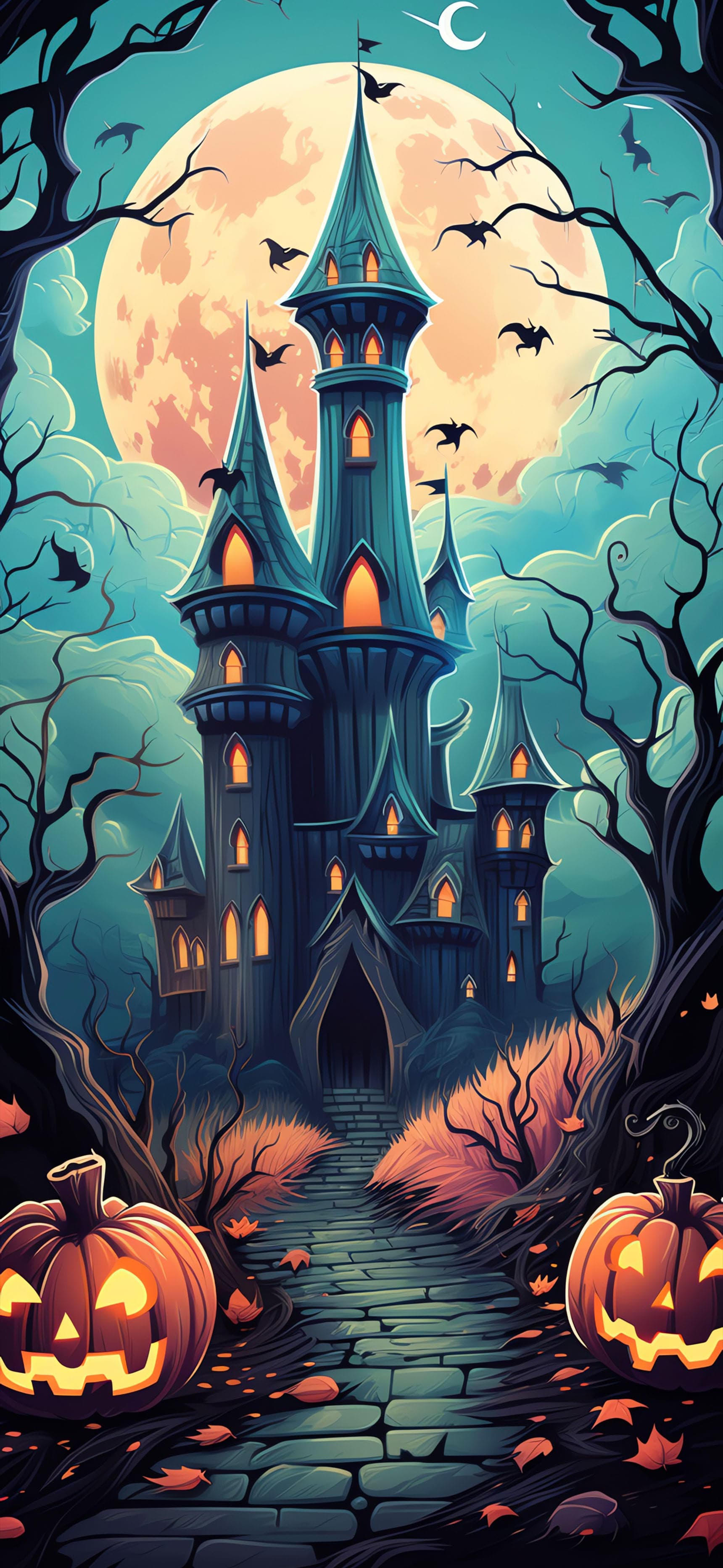 Haunted Castle Night - Pro phone wallpaper
