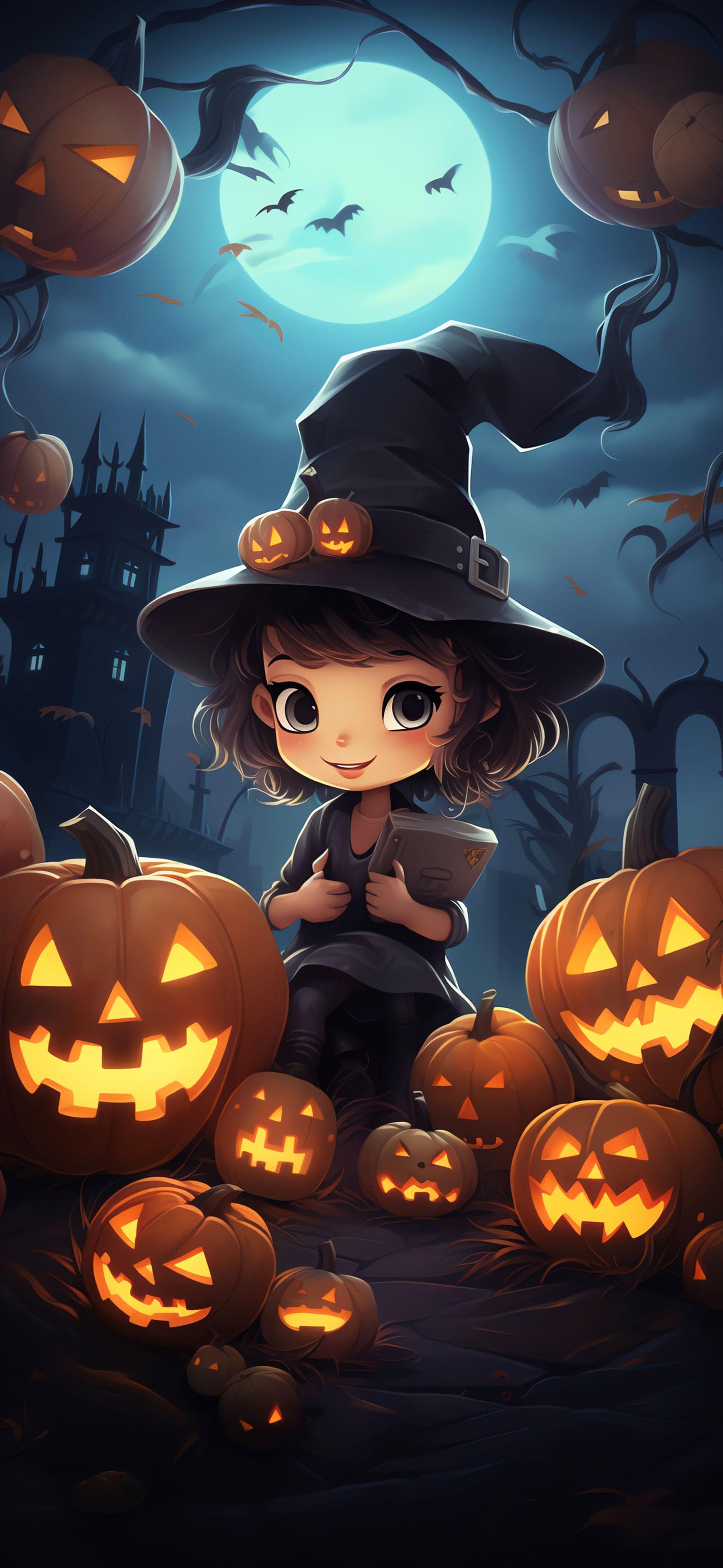 Halloween Witch Scene - Pro phone wallpaper