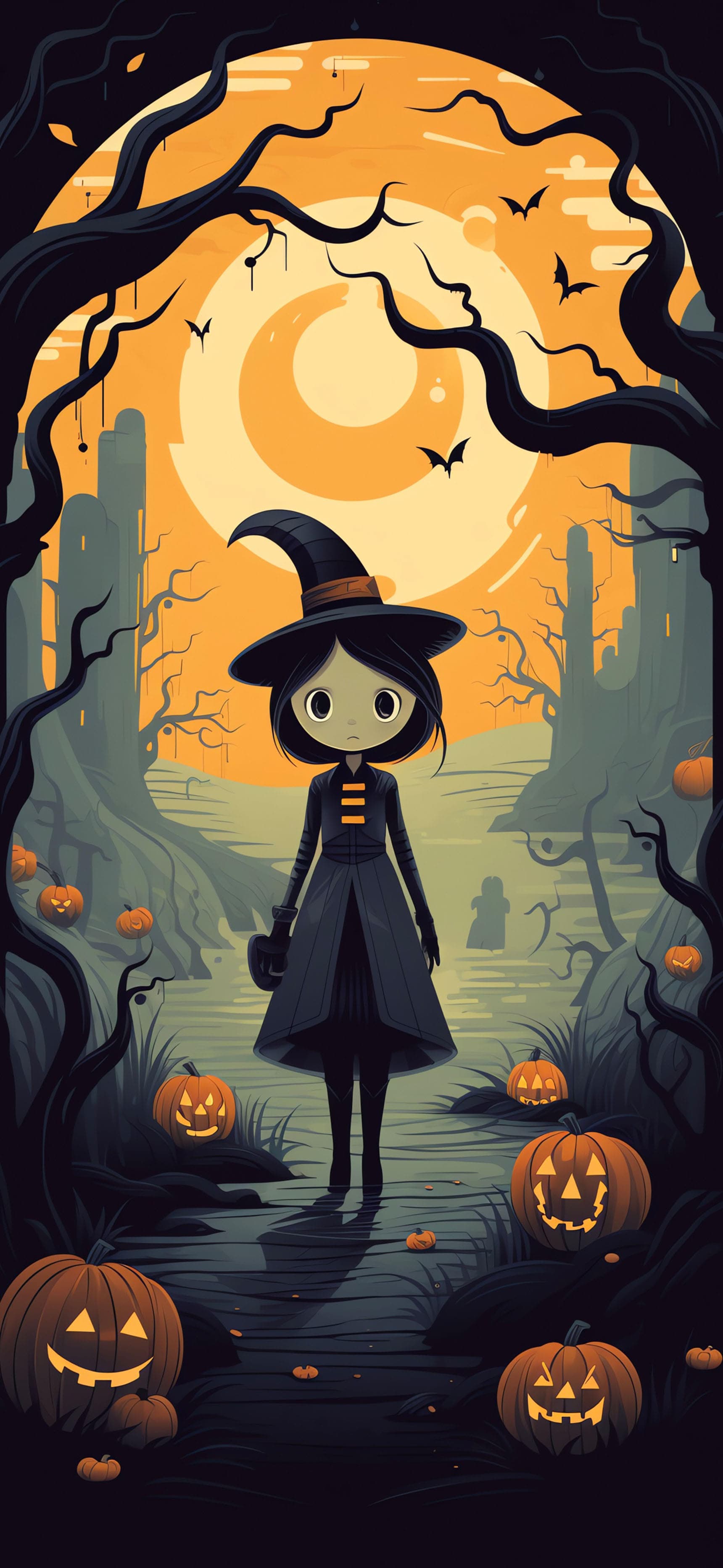 Witch Moon Pumpkins - Pro phone wallpaper