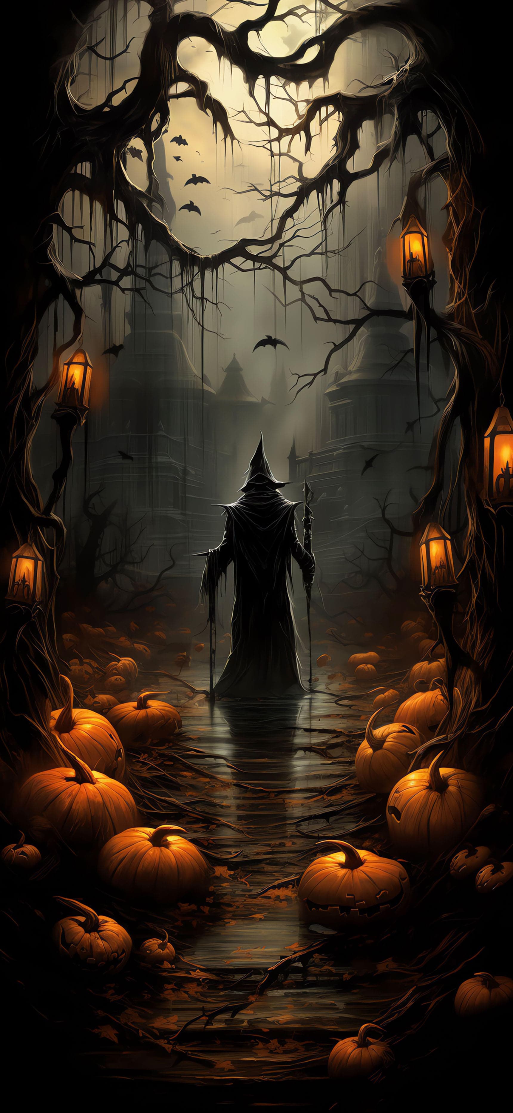 Pumpkin Wizard Path - Pro phone wallpaper