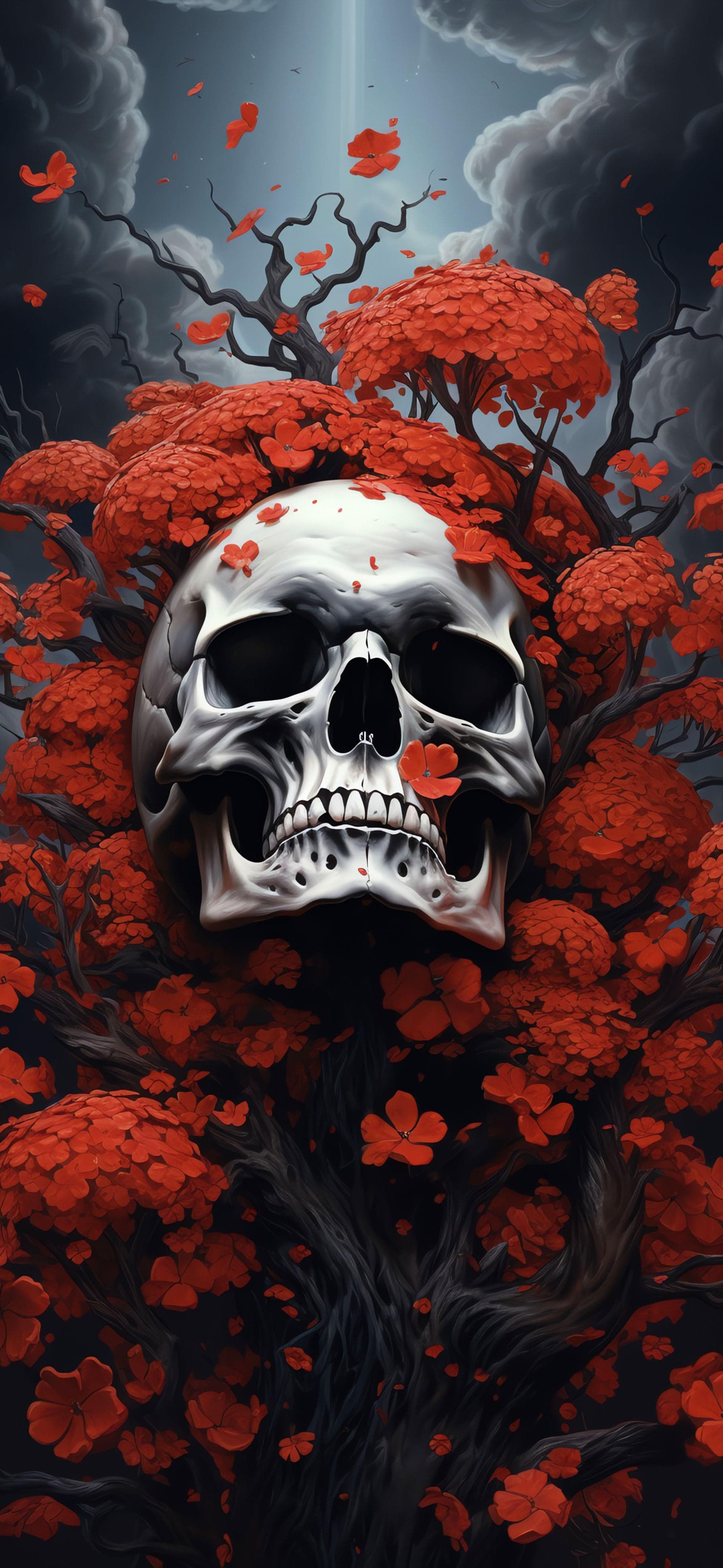 Skull Tree Bloom - Pro phone wallpaper