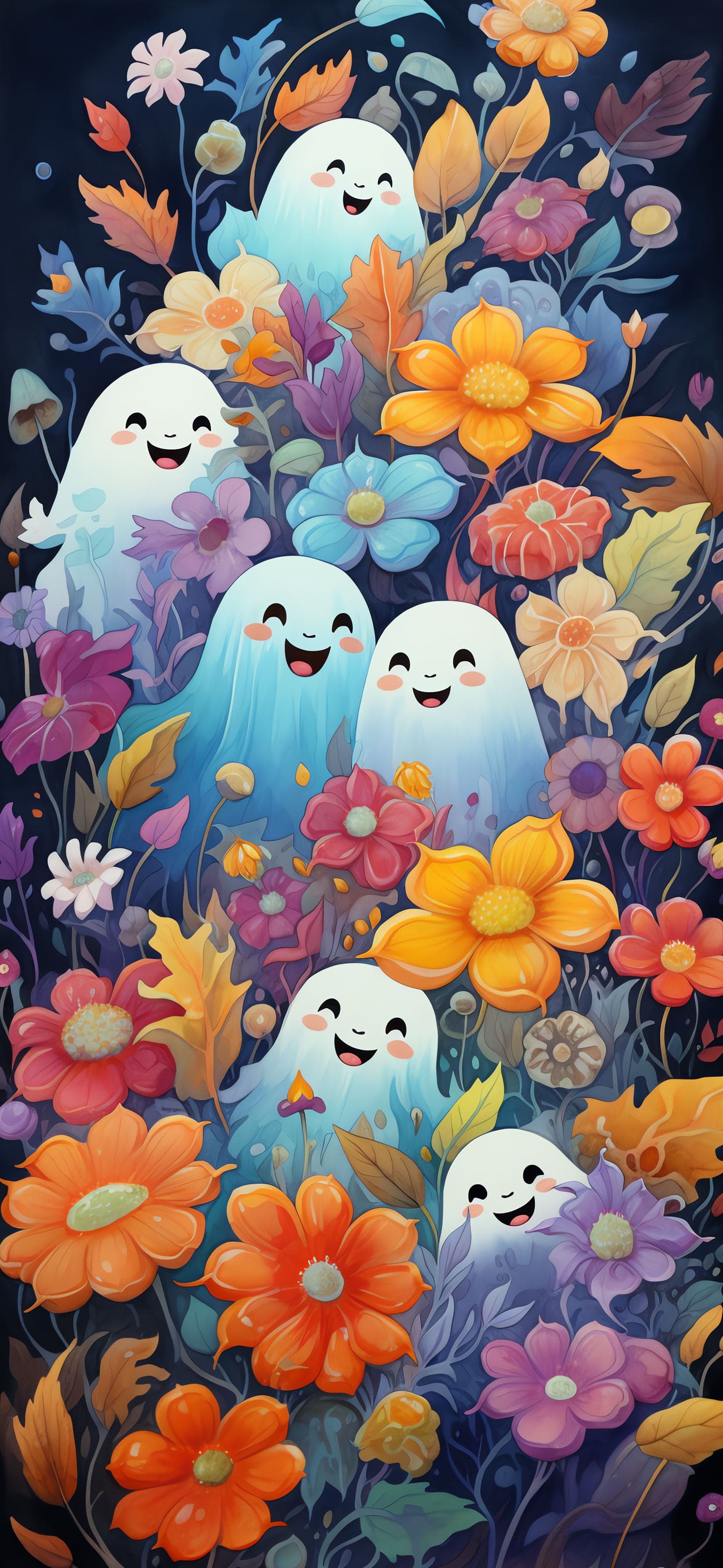 Floral Ghost Gathering - Pro phone wallpaper