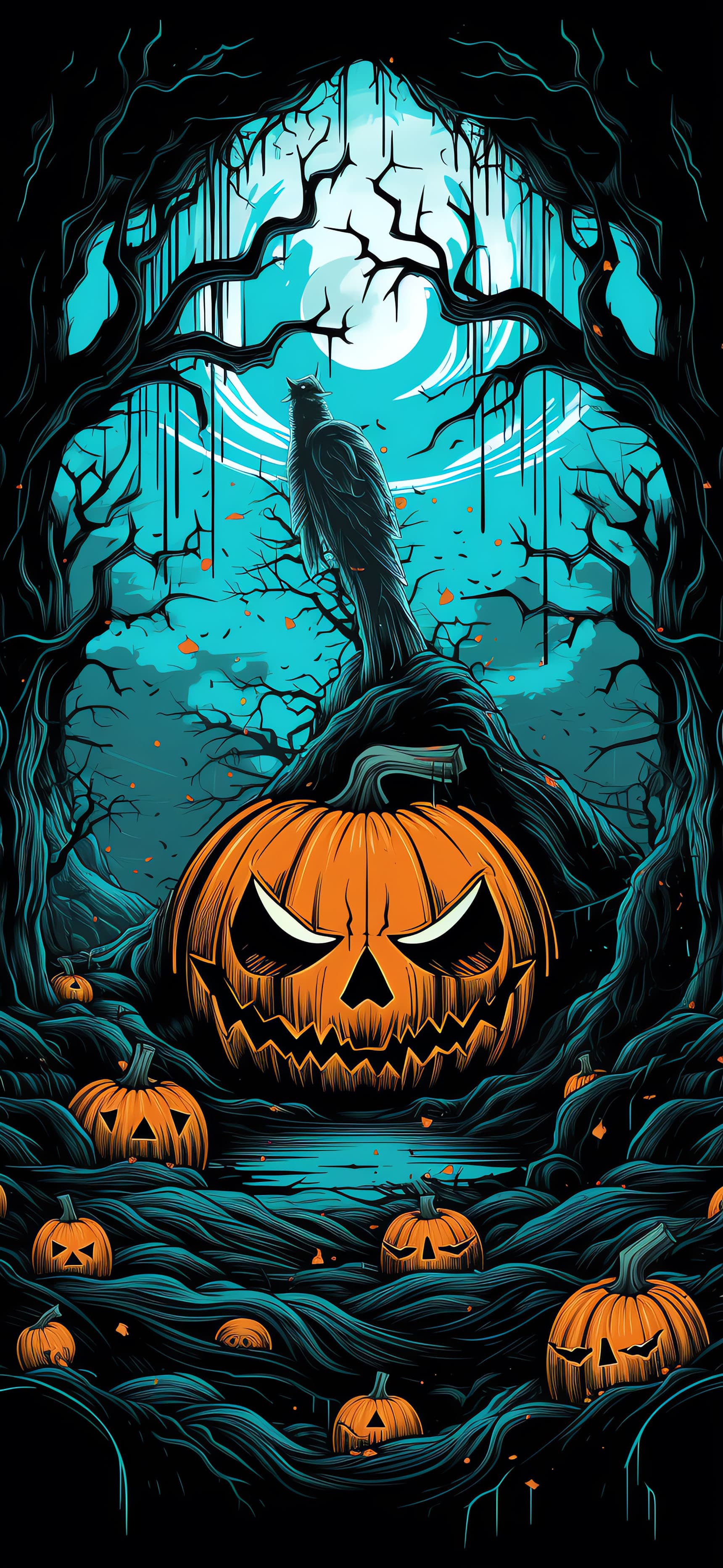 Pumpkin Raven Night - Pro phone wallpaper