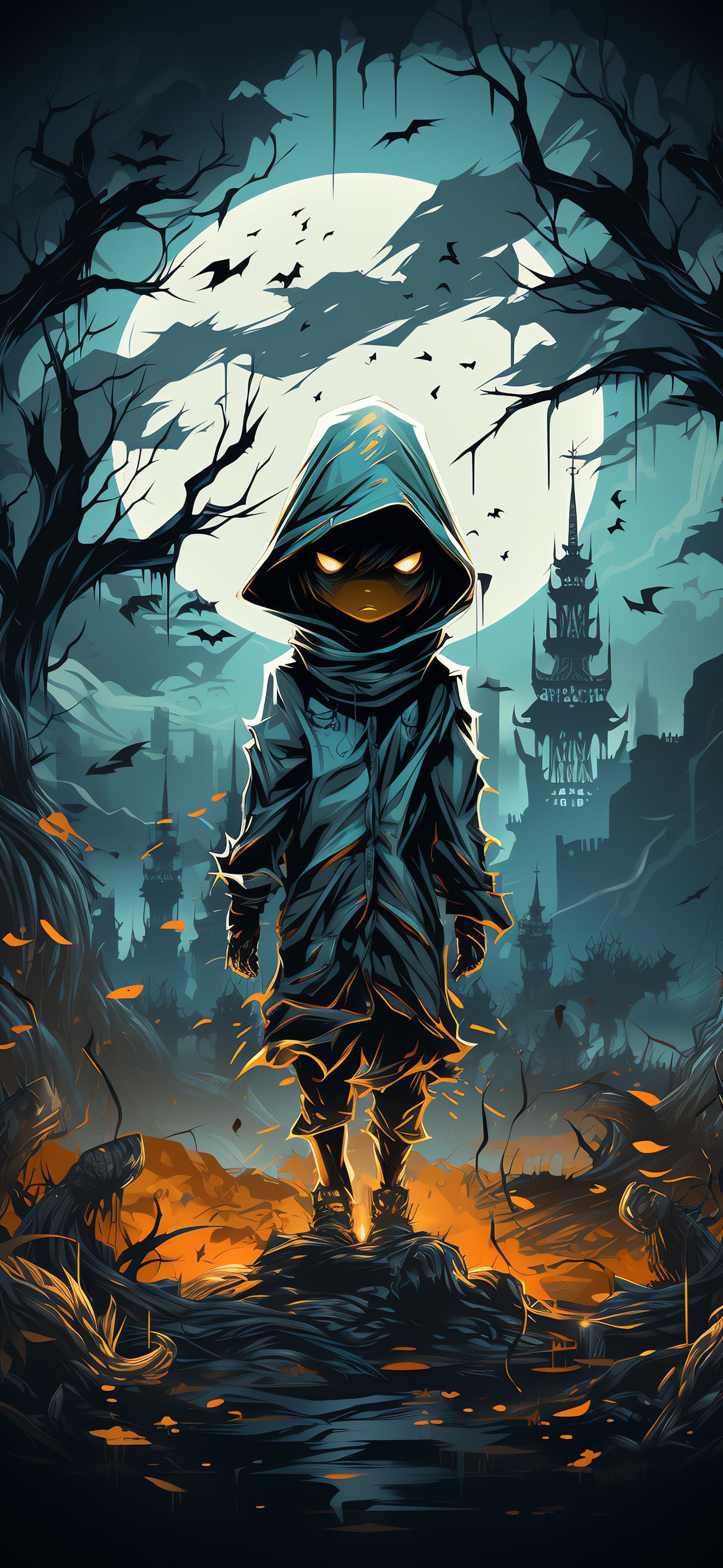 Hooded Figure Moon - Pro phone wallpaper
