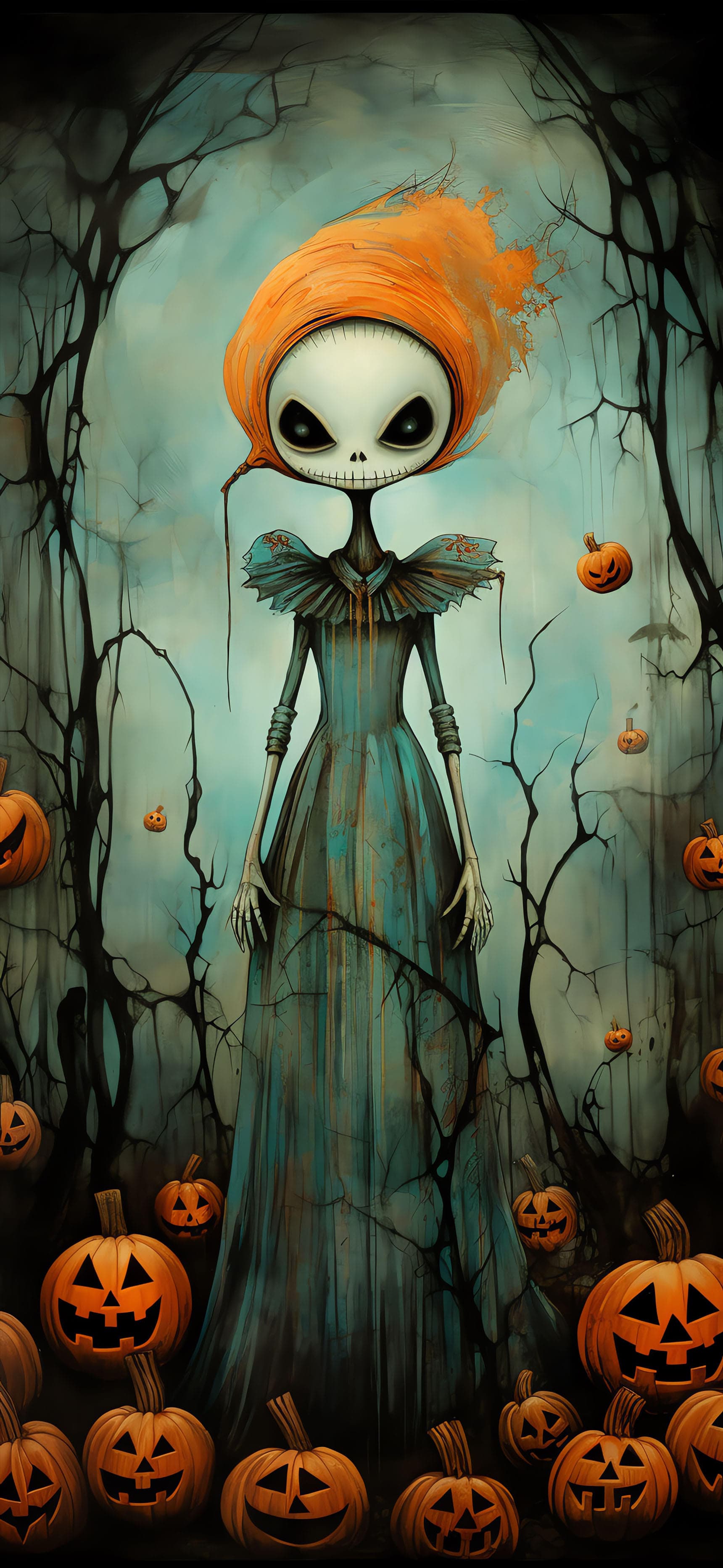 Pumpkin Head Lady - Pro phone wallpaper