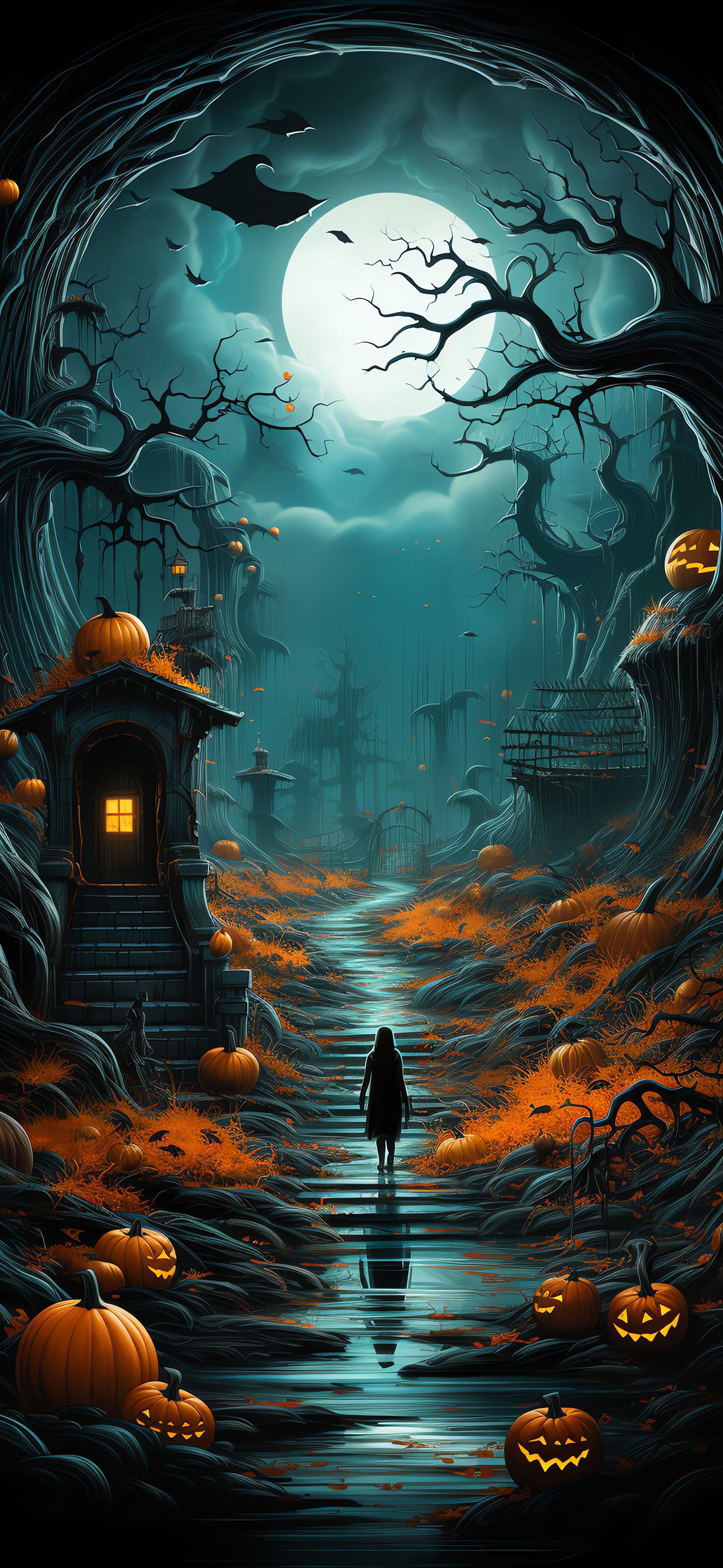 Haunted Path Night - Pro phone wallpaper