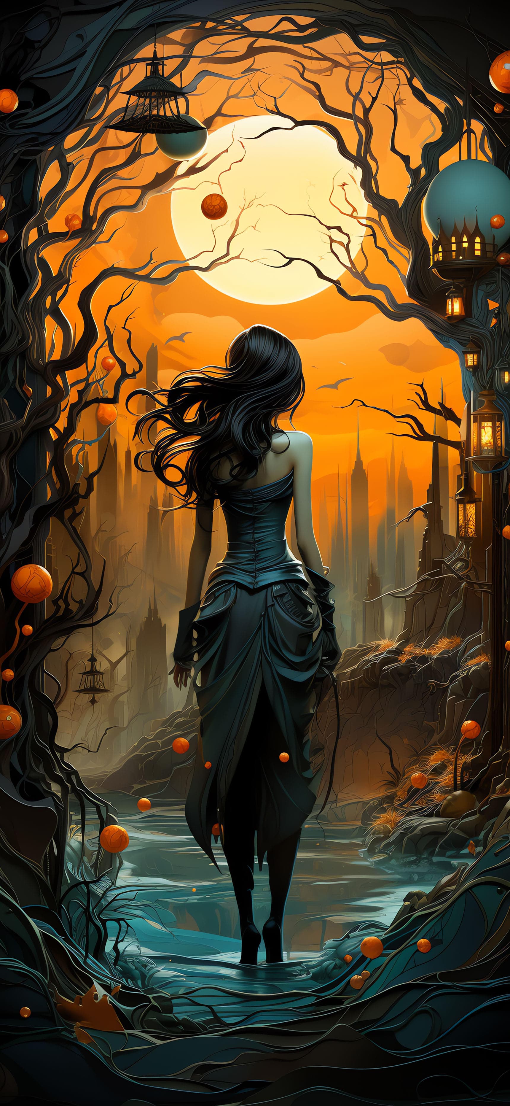Halloween Moonlight Walk - Pro phone wallpaper