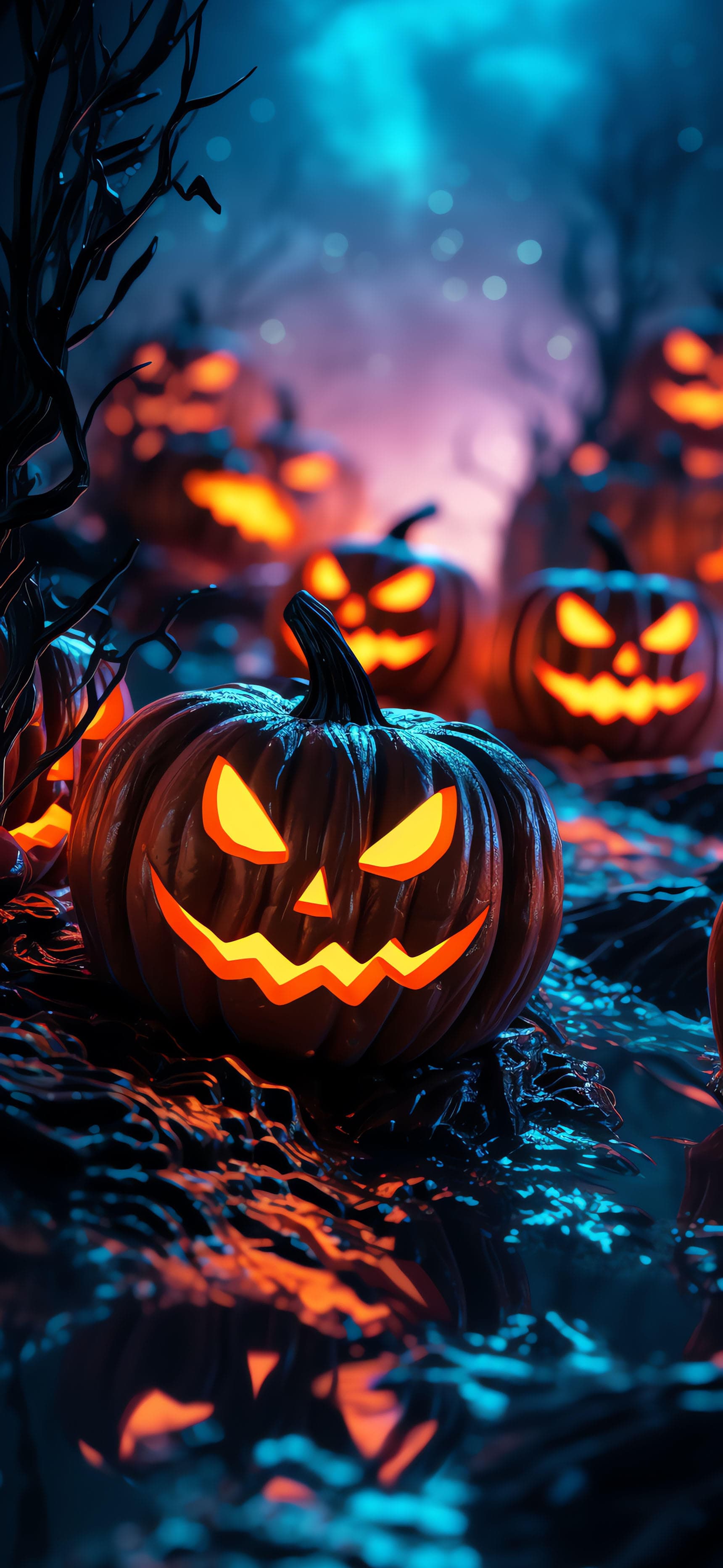 Glowing Pumpkin Night - Pro phone wallpaper