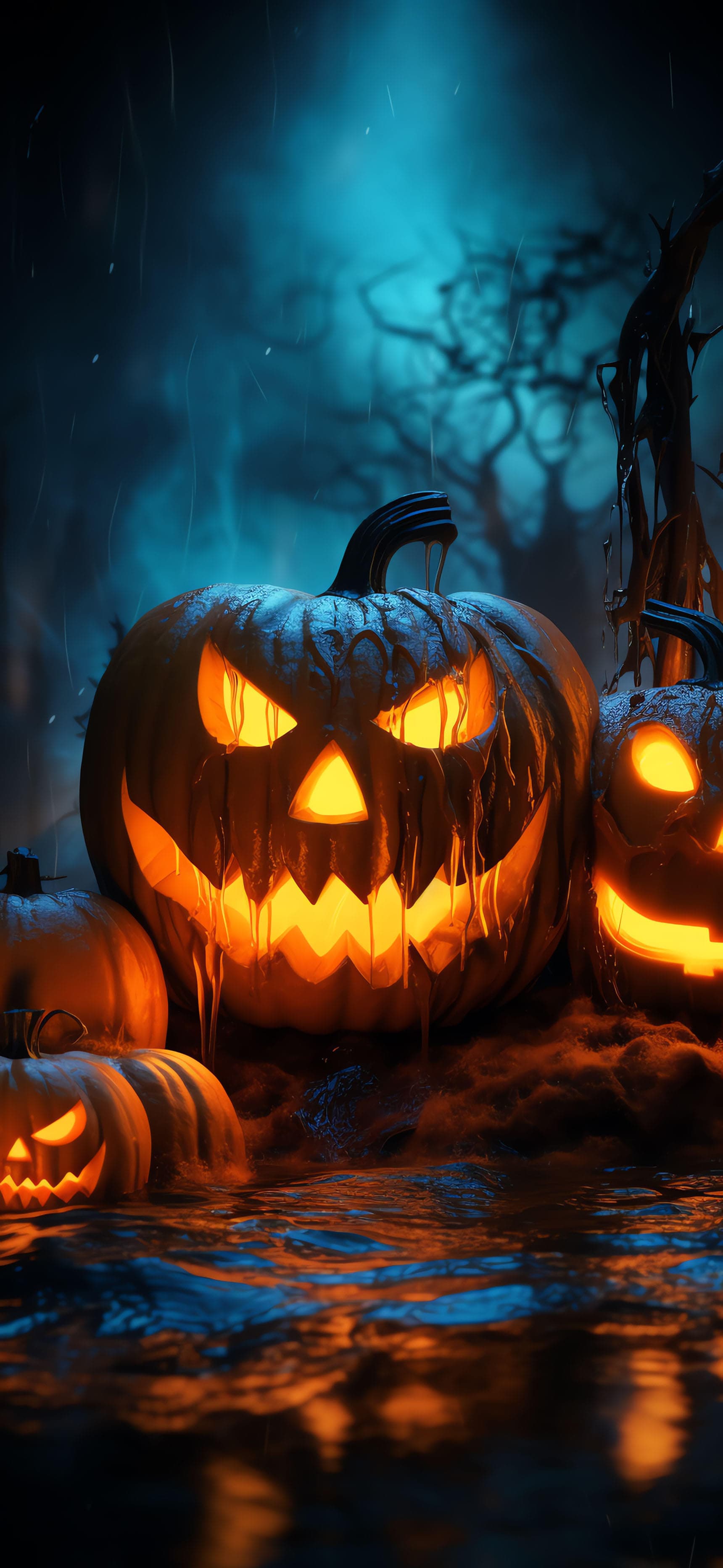 Glowing Pumpkin Patch - Pro phone wallpaper