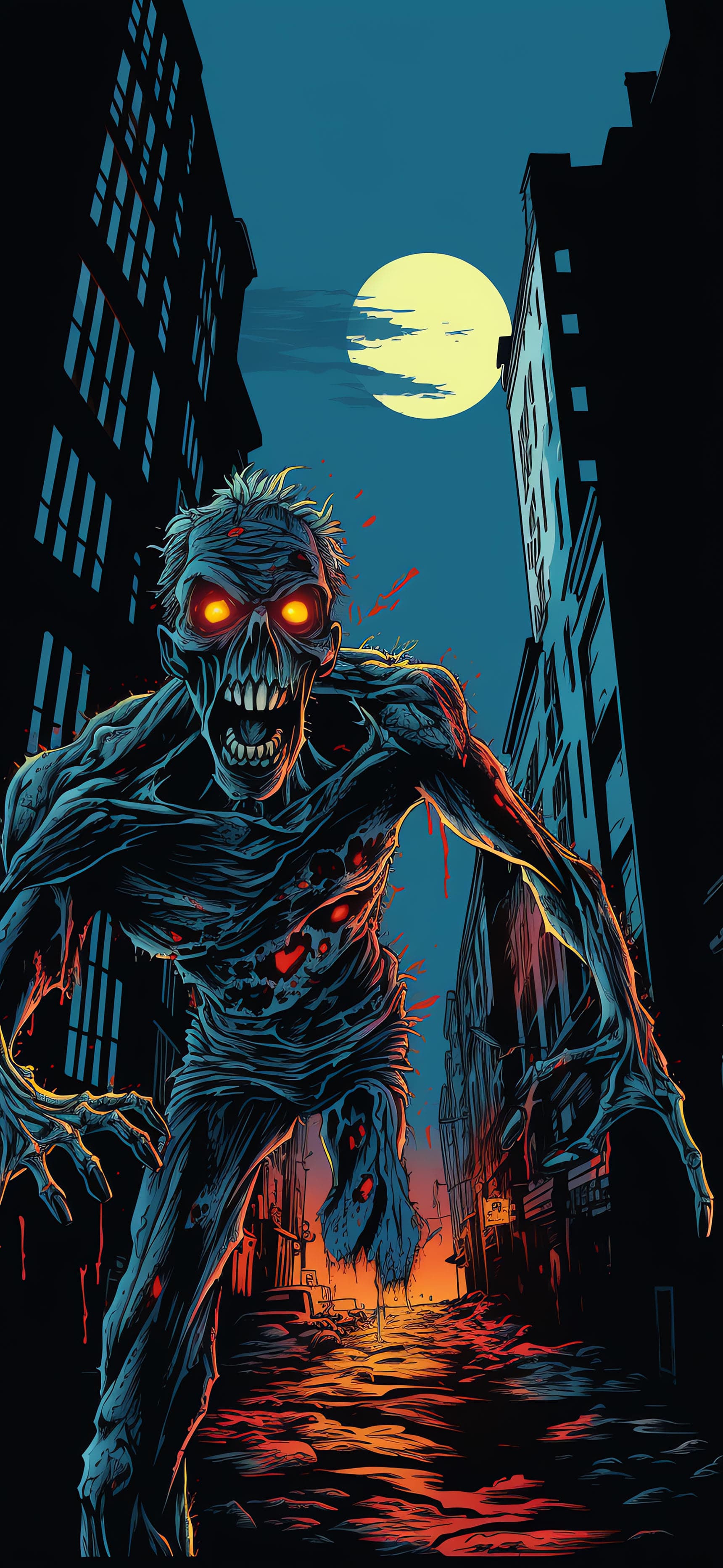 Zombie City Night - Pro phone wallpaper