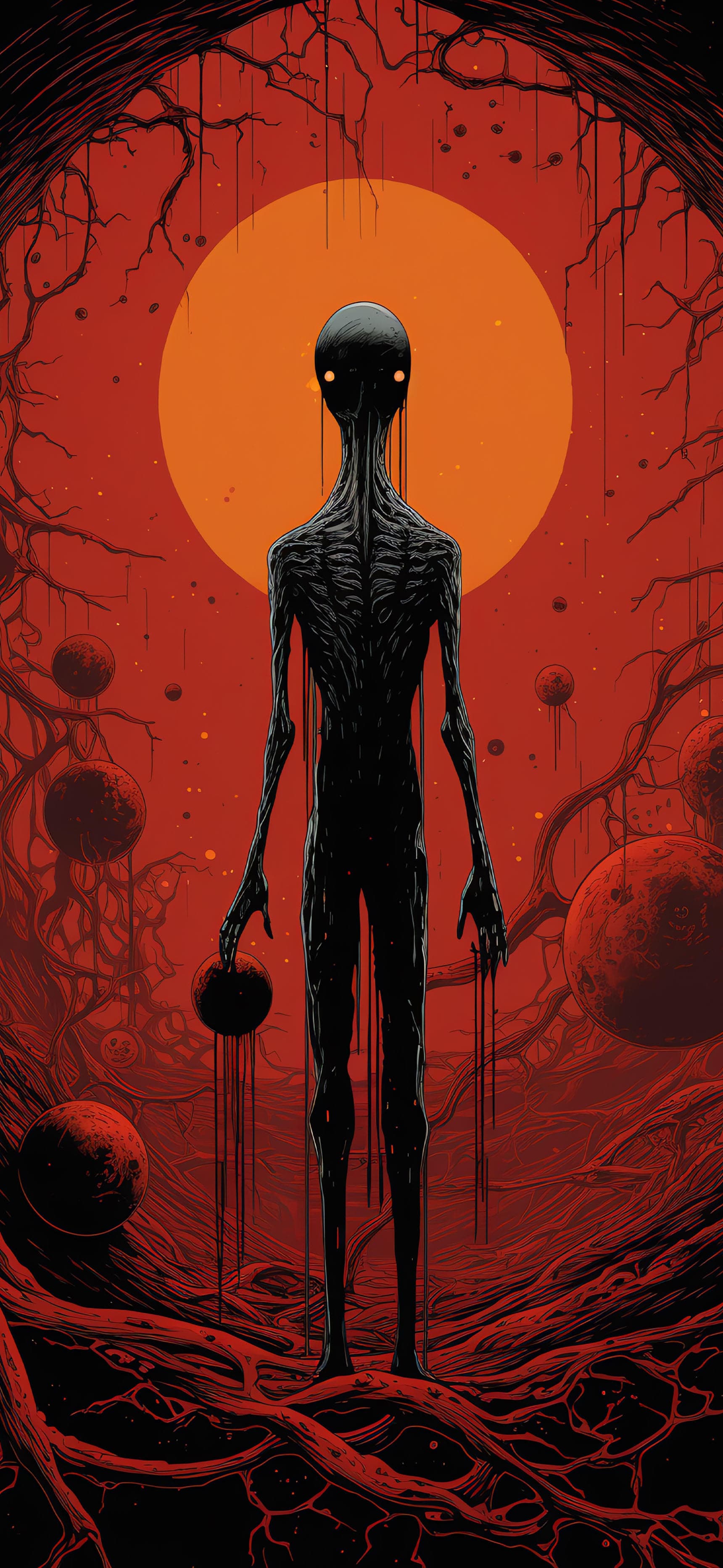 Crimson Alien Landscape - Pro phone wallpaper
