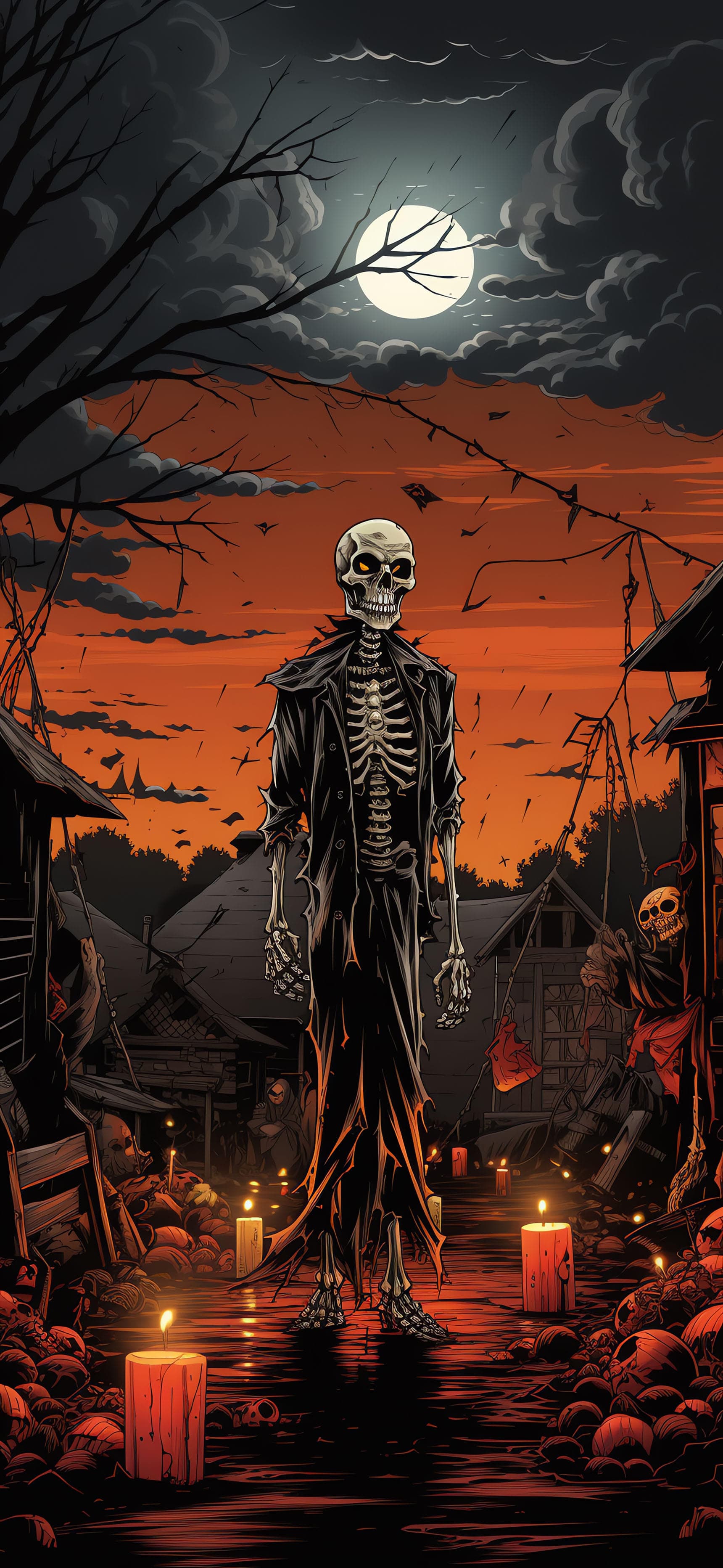 Halloween Skeleton Stand - Pro phone wallpaper