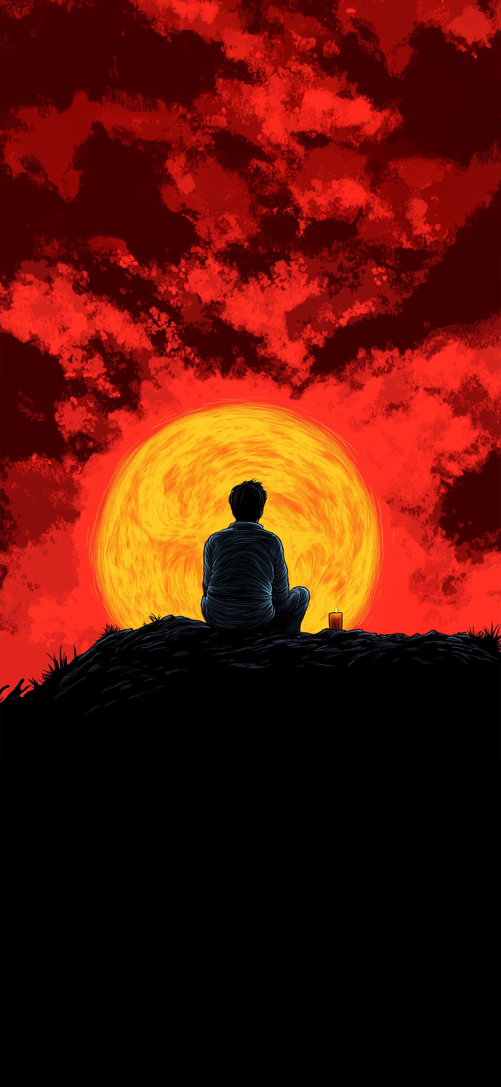 Crimson Sunset Watcher - Pro phone wallpaper