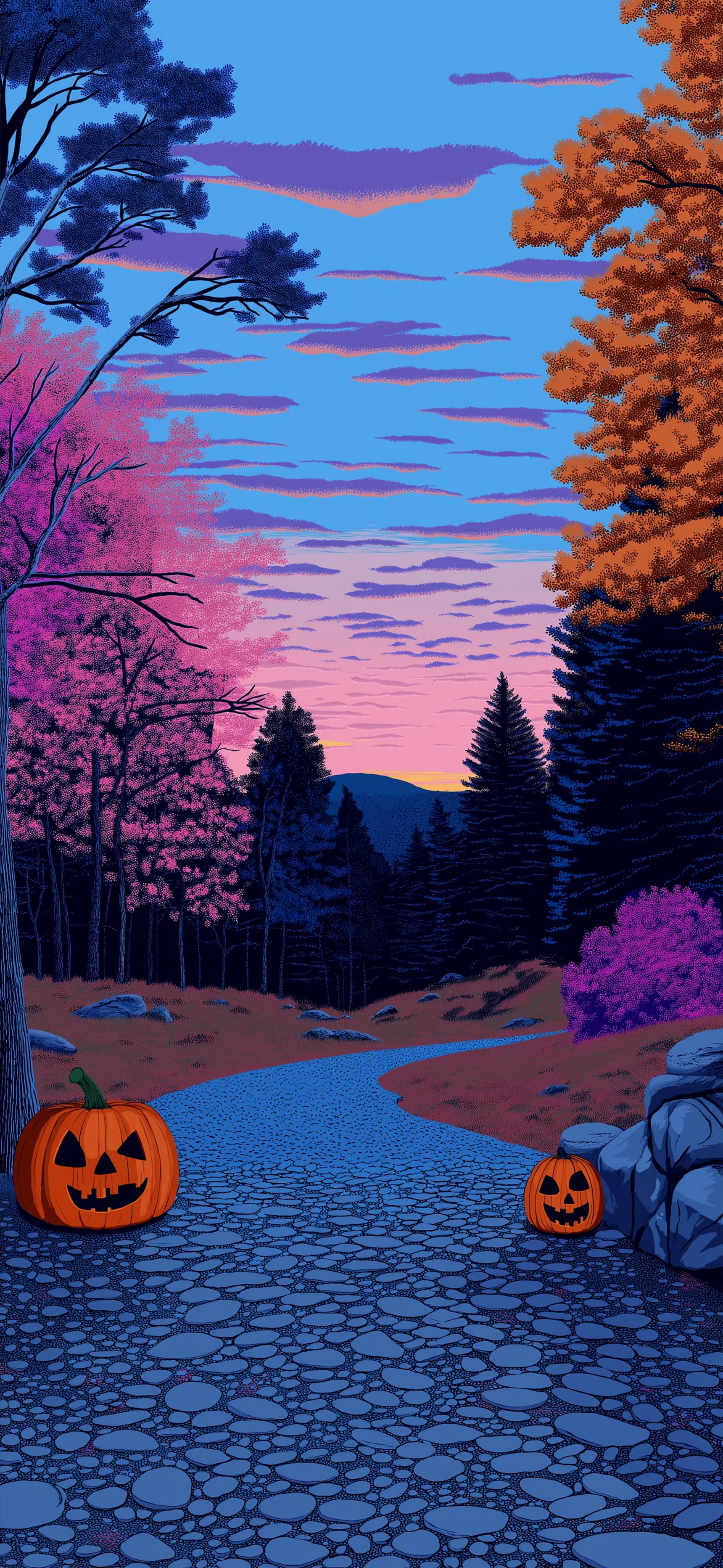Pumpkin Forest Path - Pro phone wallpaper