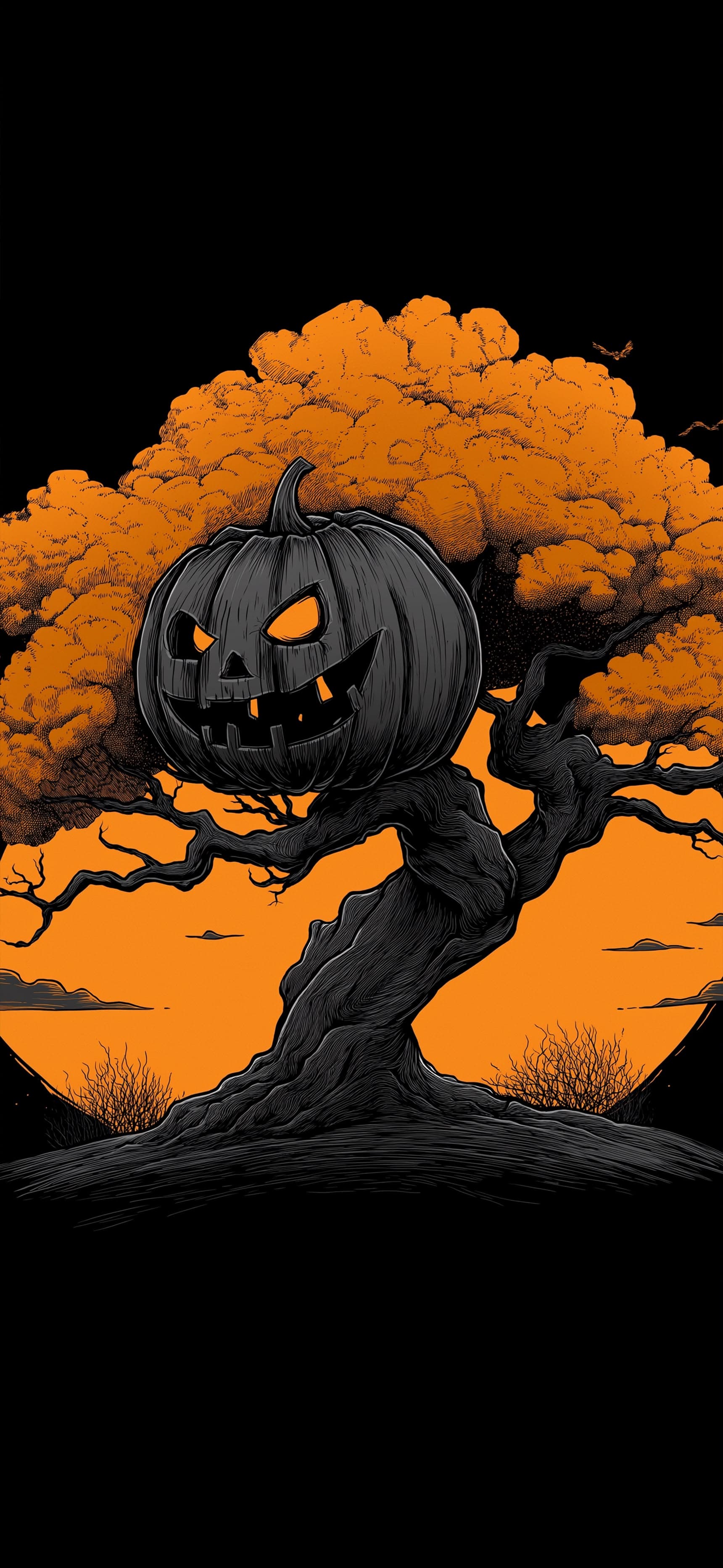 Twisted Pumpkin Tree - Pro phone wallpaper