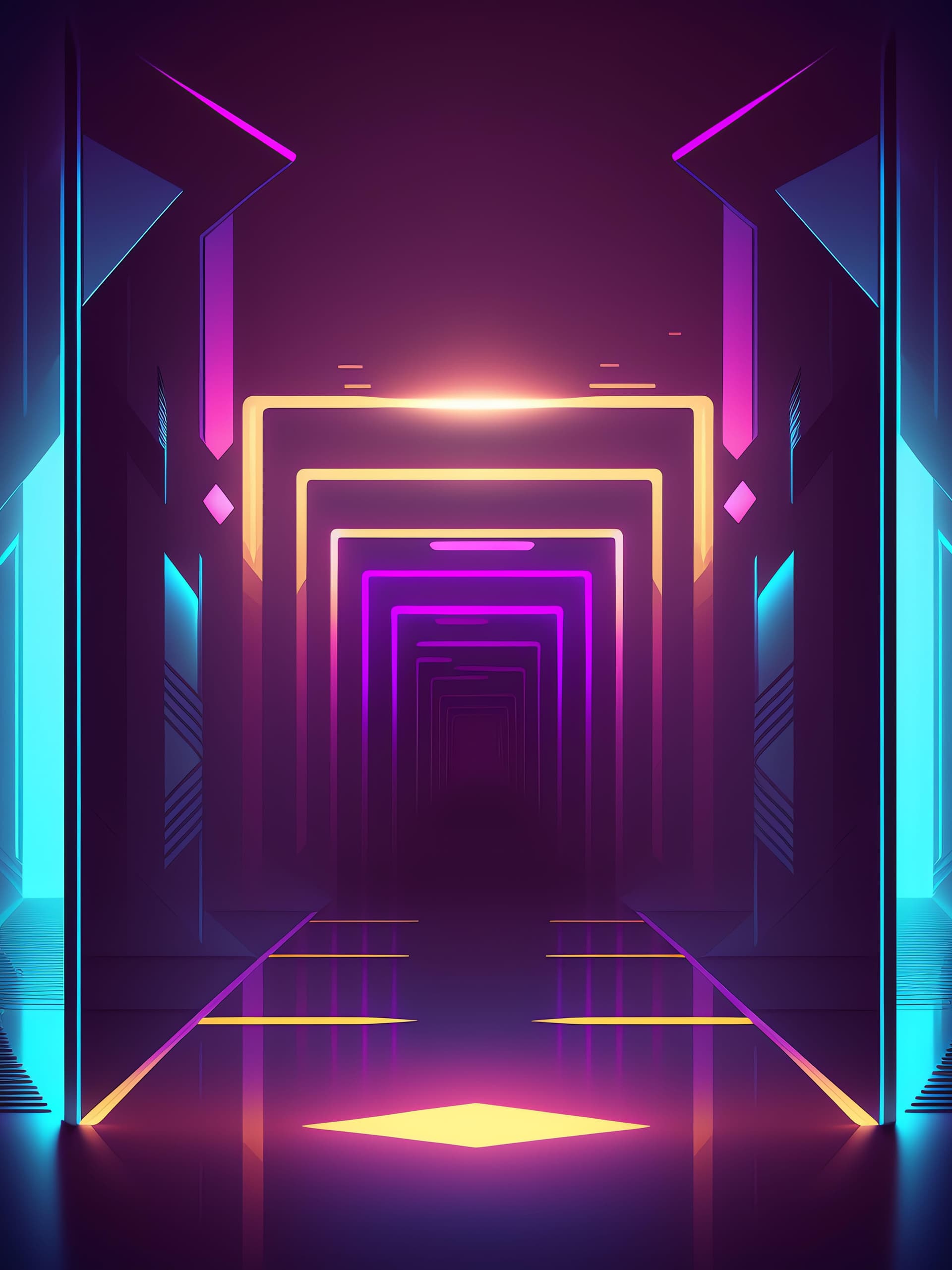 Neon Corridor Portal - Pro phone wallpaper