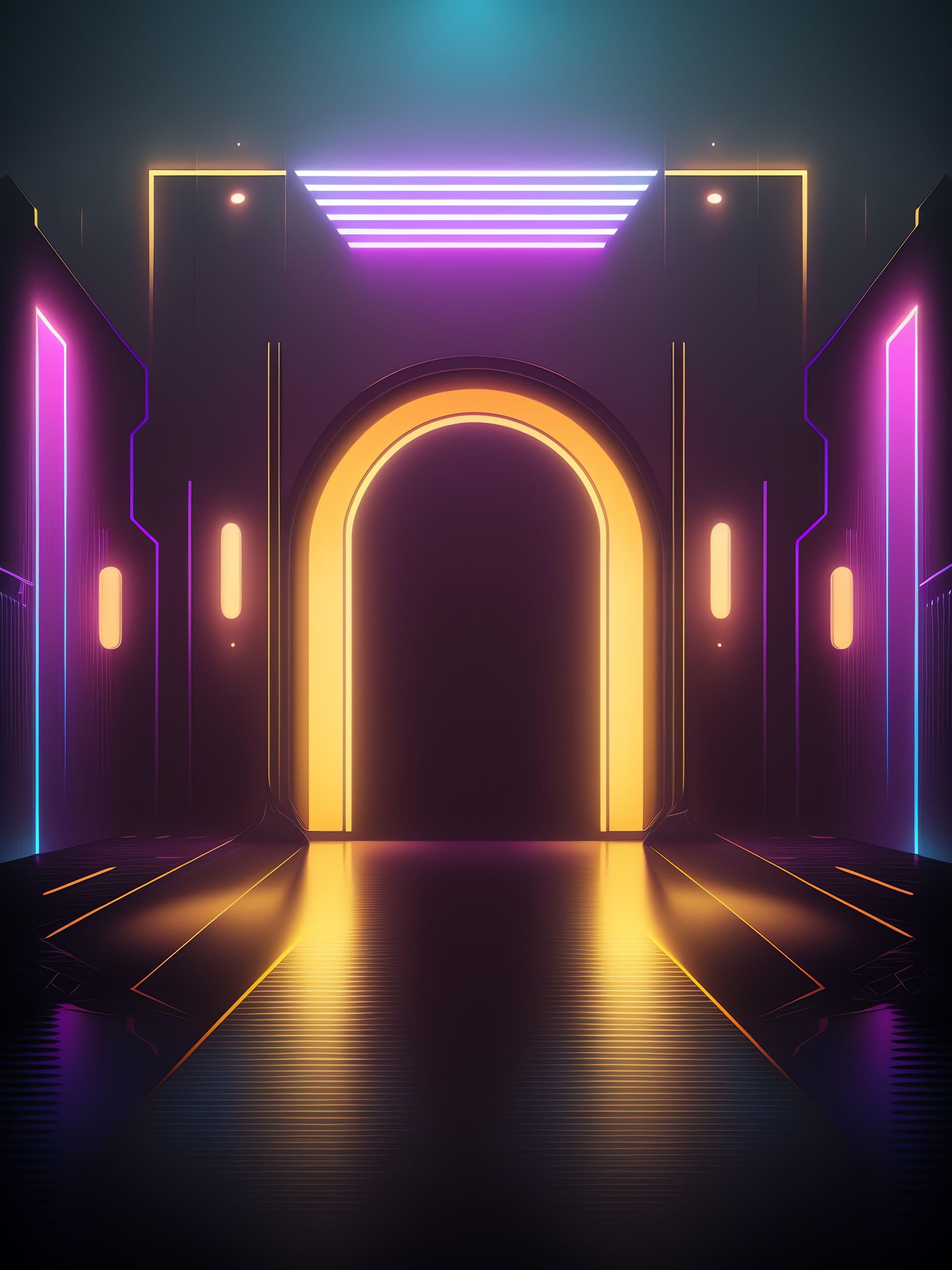 Neon Archway Portal - Pro phone wallpaper