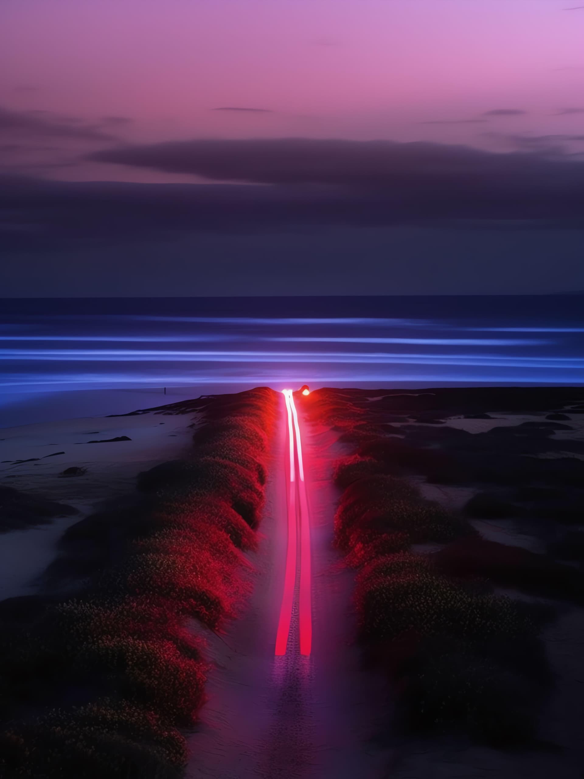 Neon Beach Path - Pro phone wallpaper