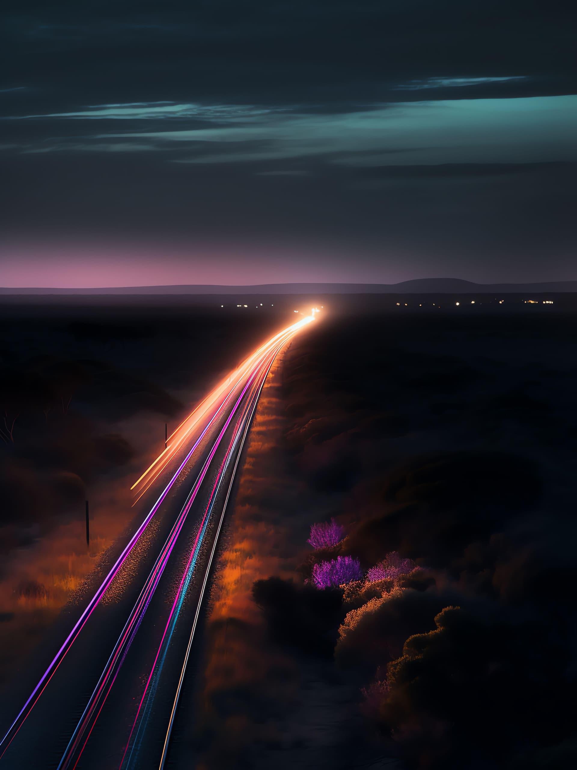 Night Road Lights - Pro phone wallpaper