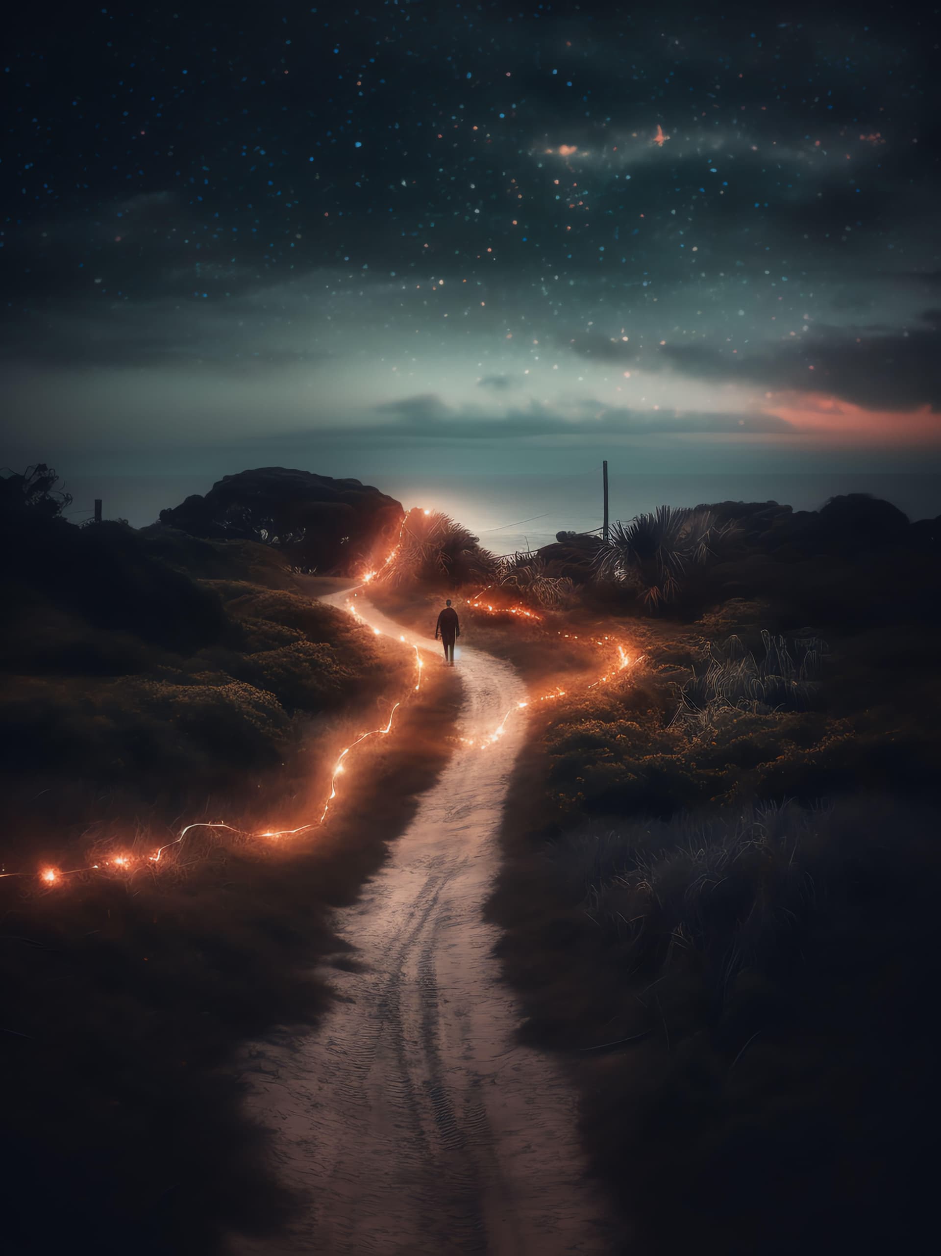 Starlit Path Walker - Pro phone wallpaper