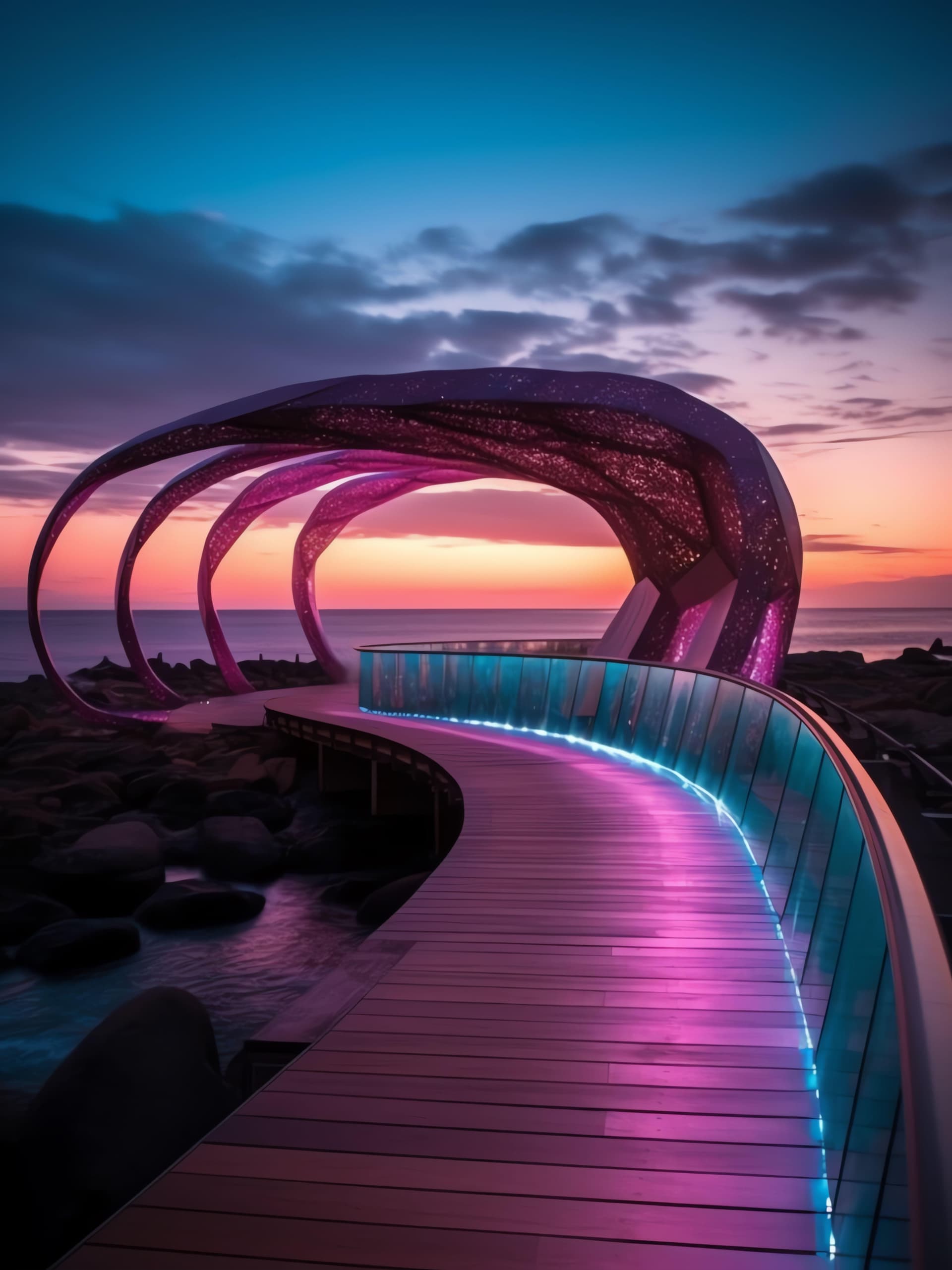 Coastal Purple Sunset - Pro phone wallpaper