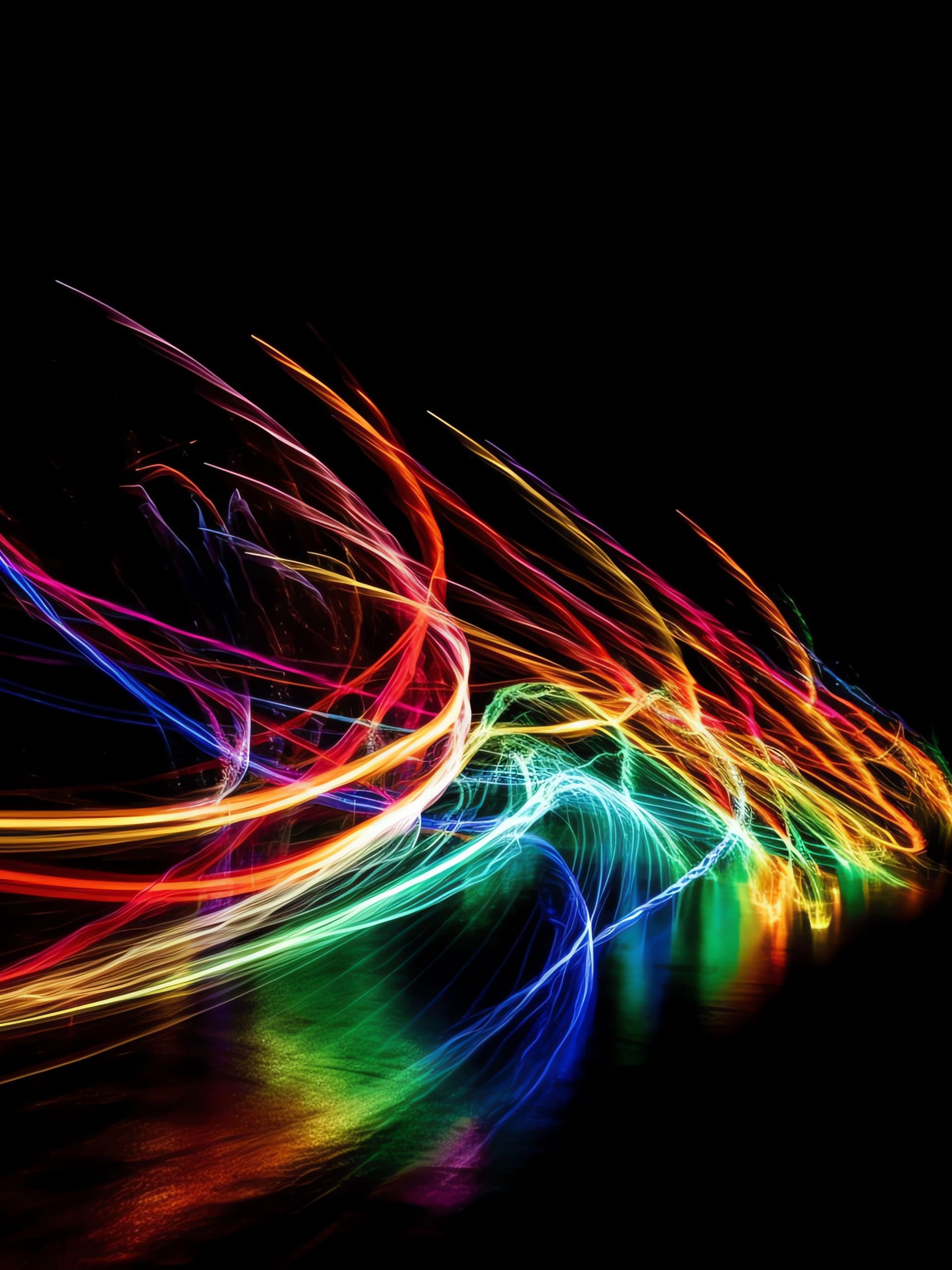 Rainbow Light Trails - Pro phone wallpaper