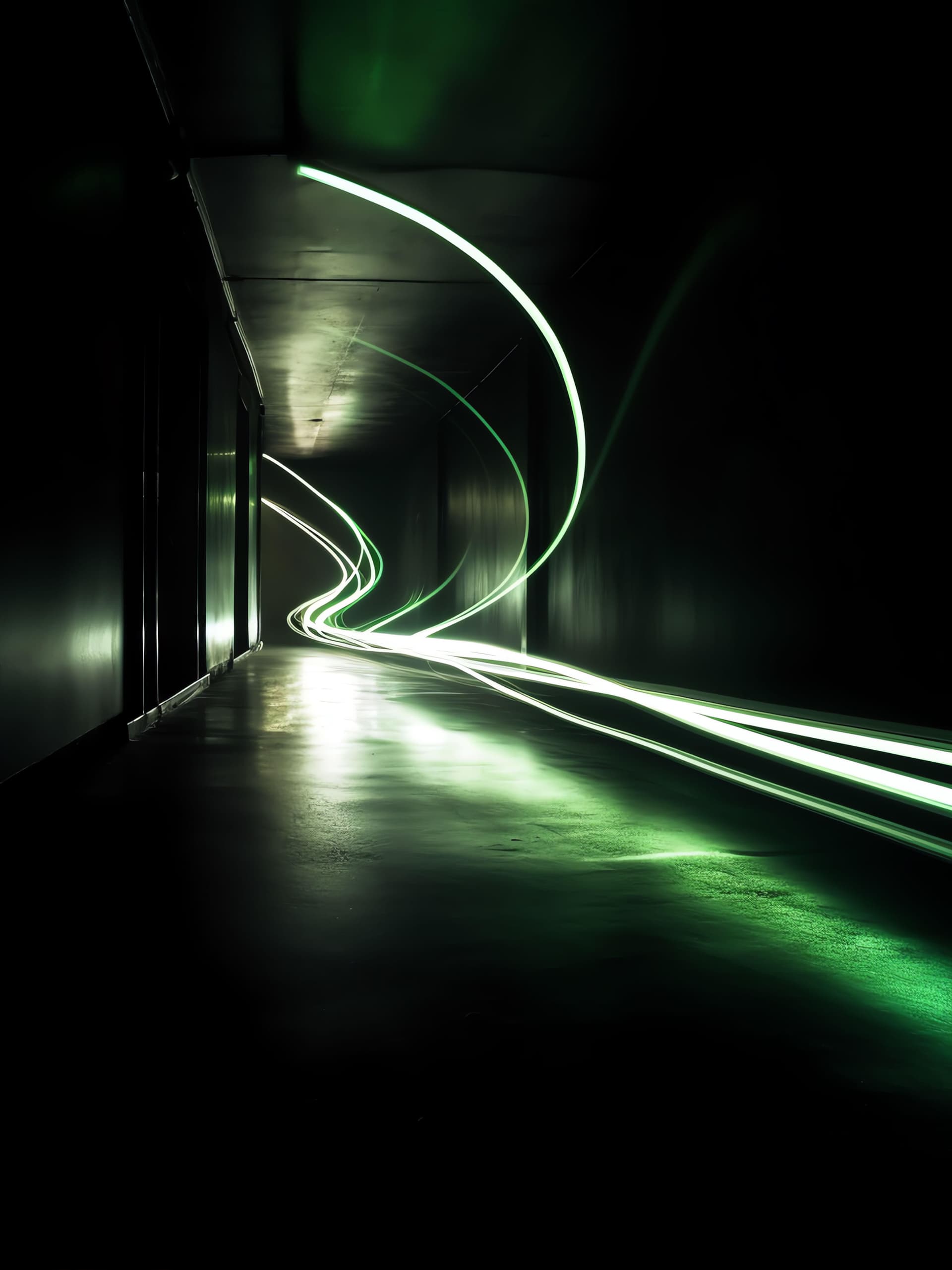 Emerald Light Corridor - Pro phone wallpaper